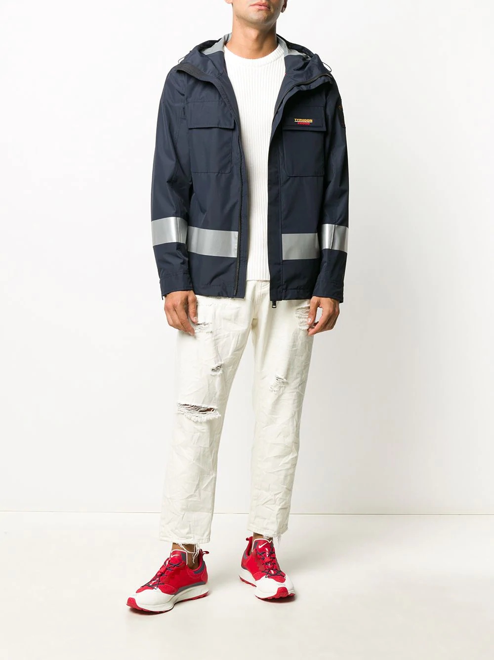 hooded reflective stripe jacket - 2