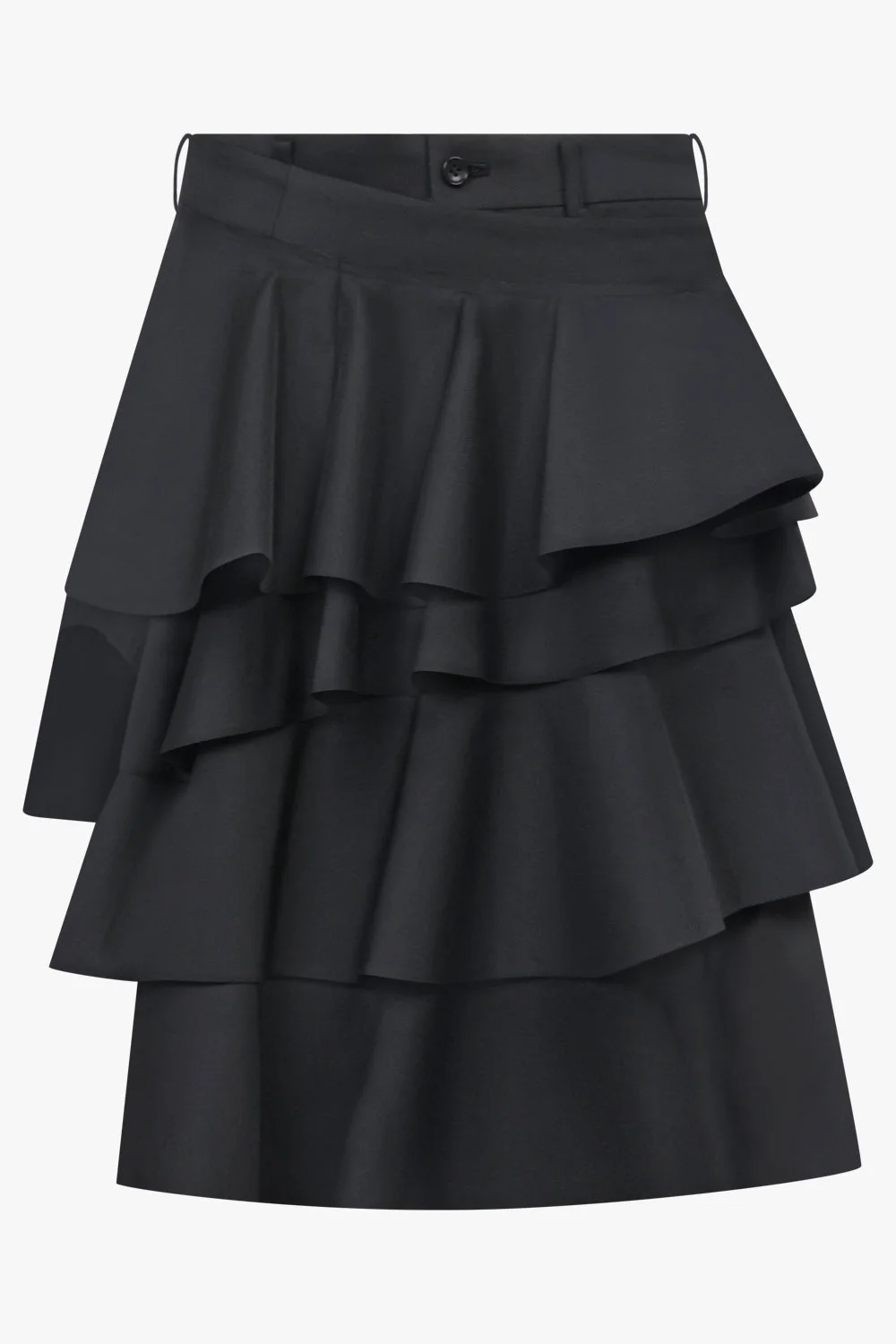 RUFFLE FRONT LONG SHORT | BLACK - 1