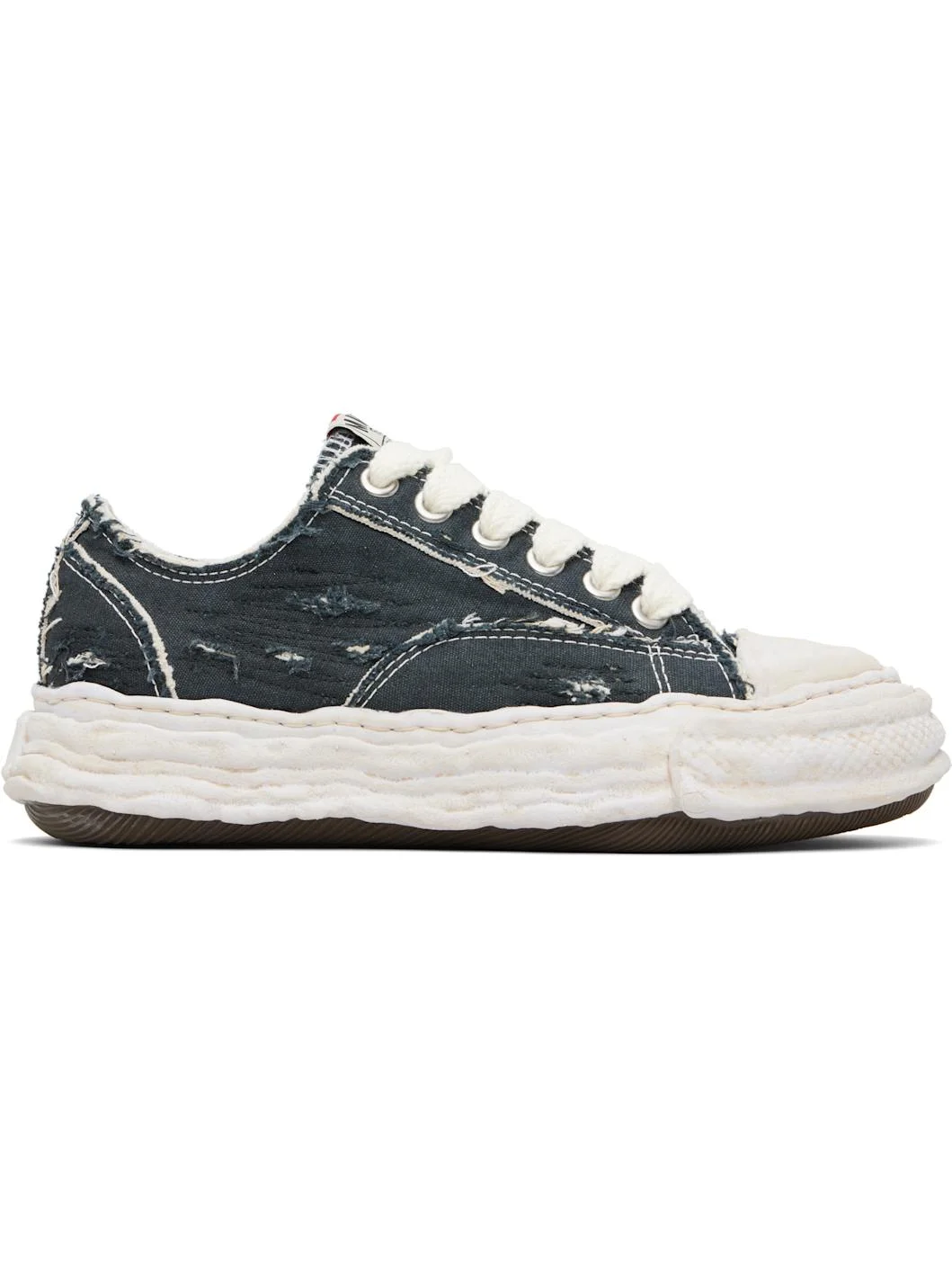 Black 'Peterson23' OG Sole Ripped Overdye Canvas Sneakers - 1