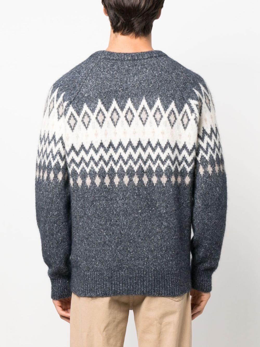 argyle check crew neck jumper - 4