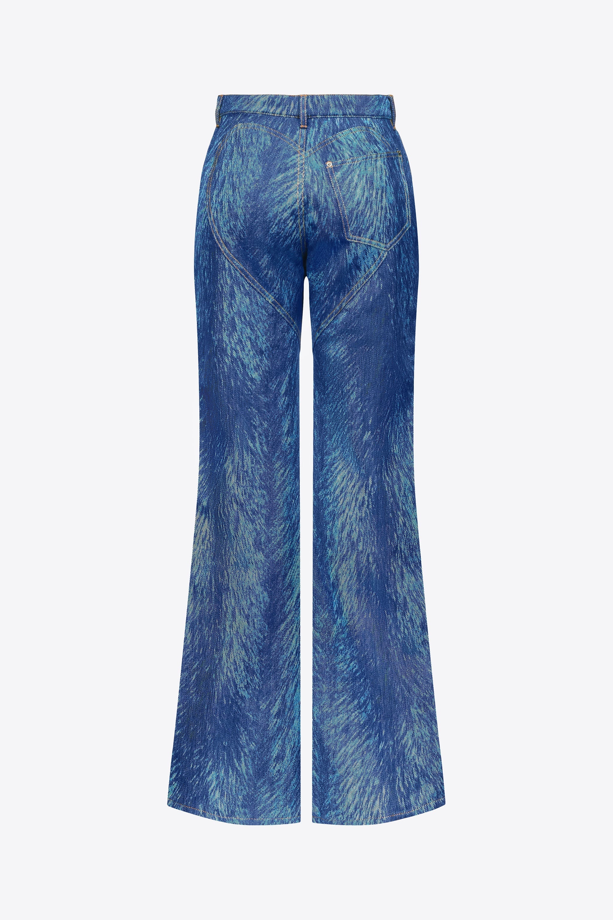 CRYSTAL BUTTON FUR PRINTED JEANS - 2