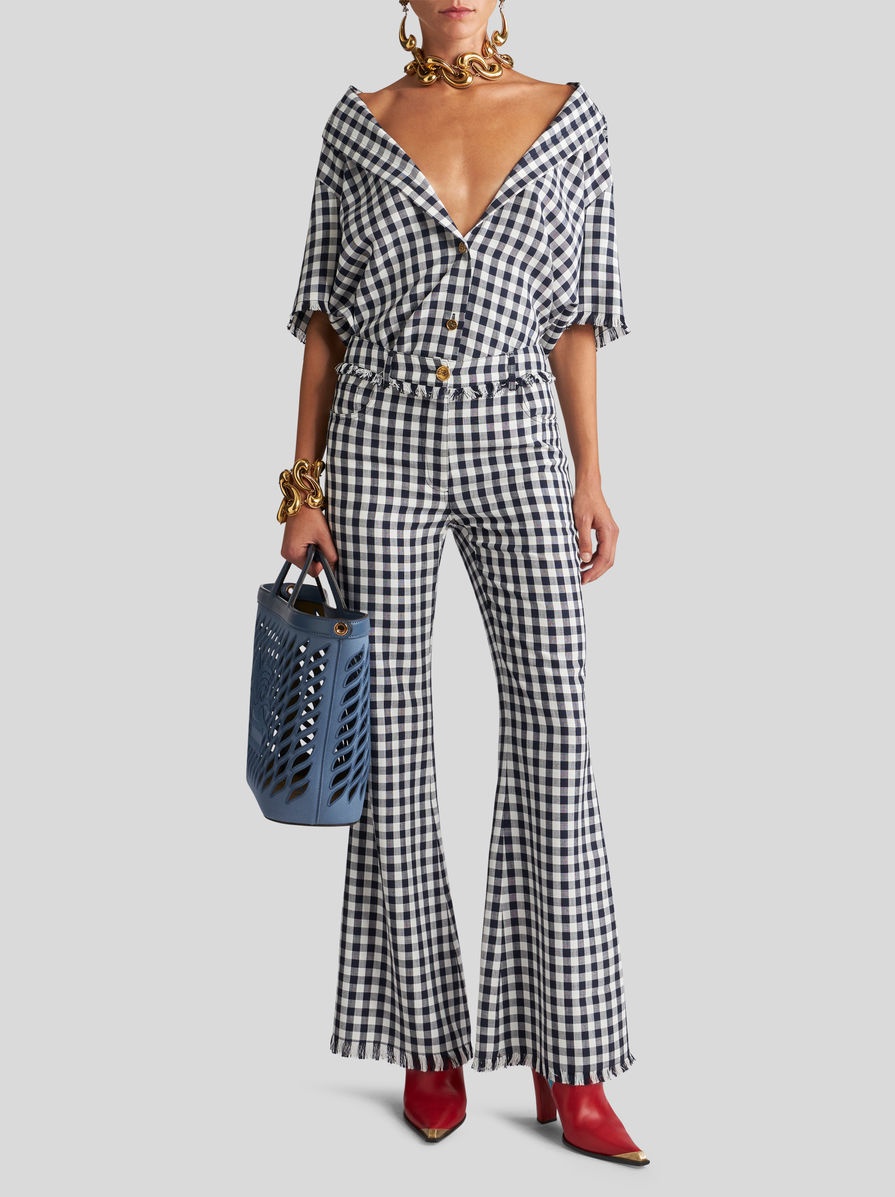 SLIM-FIT GINGHAM TROUSERS - 4