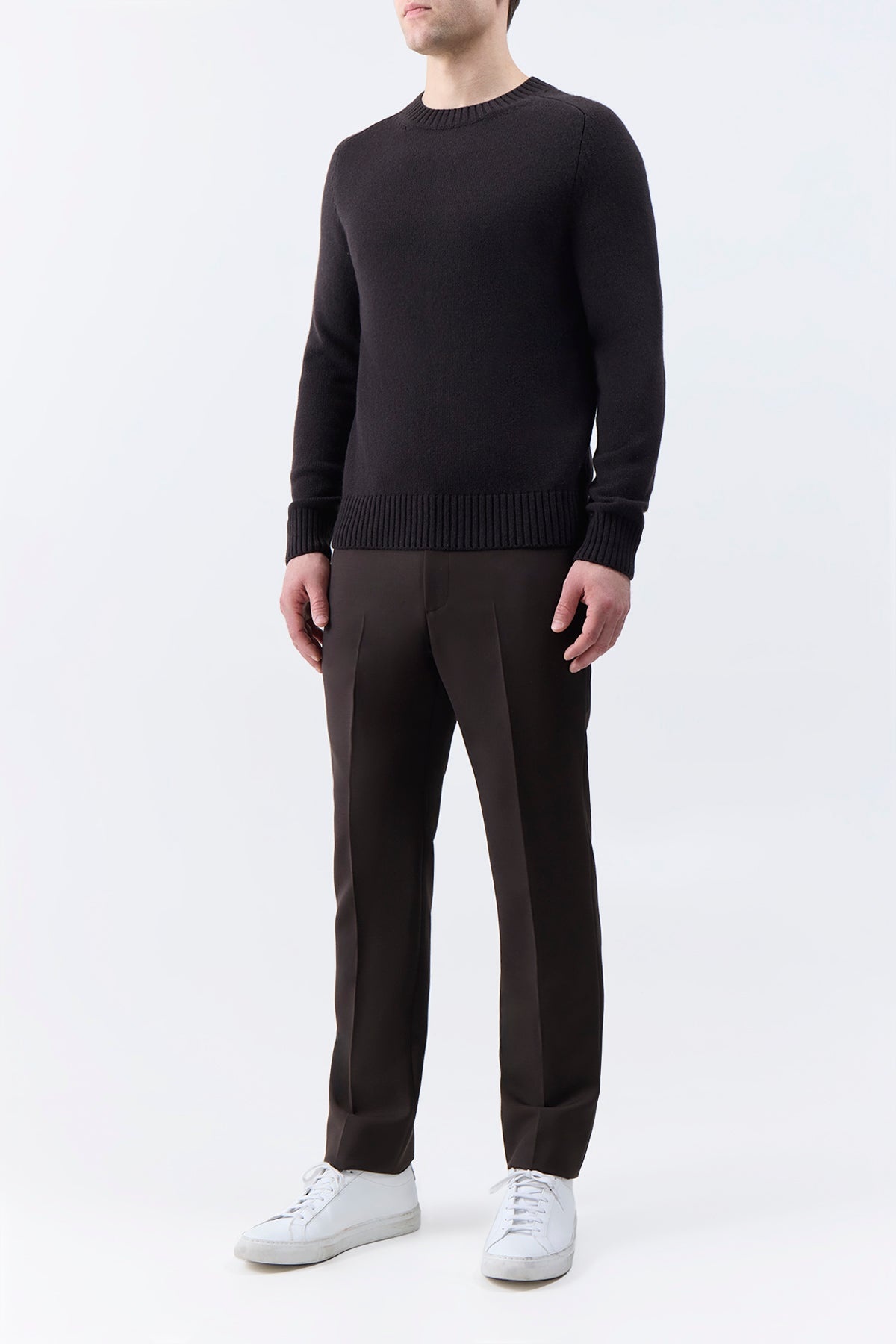 Francesco Knit Sweater in Chocolate Cashmere - 3