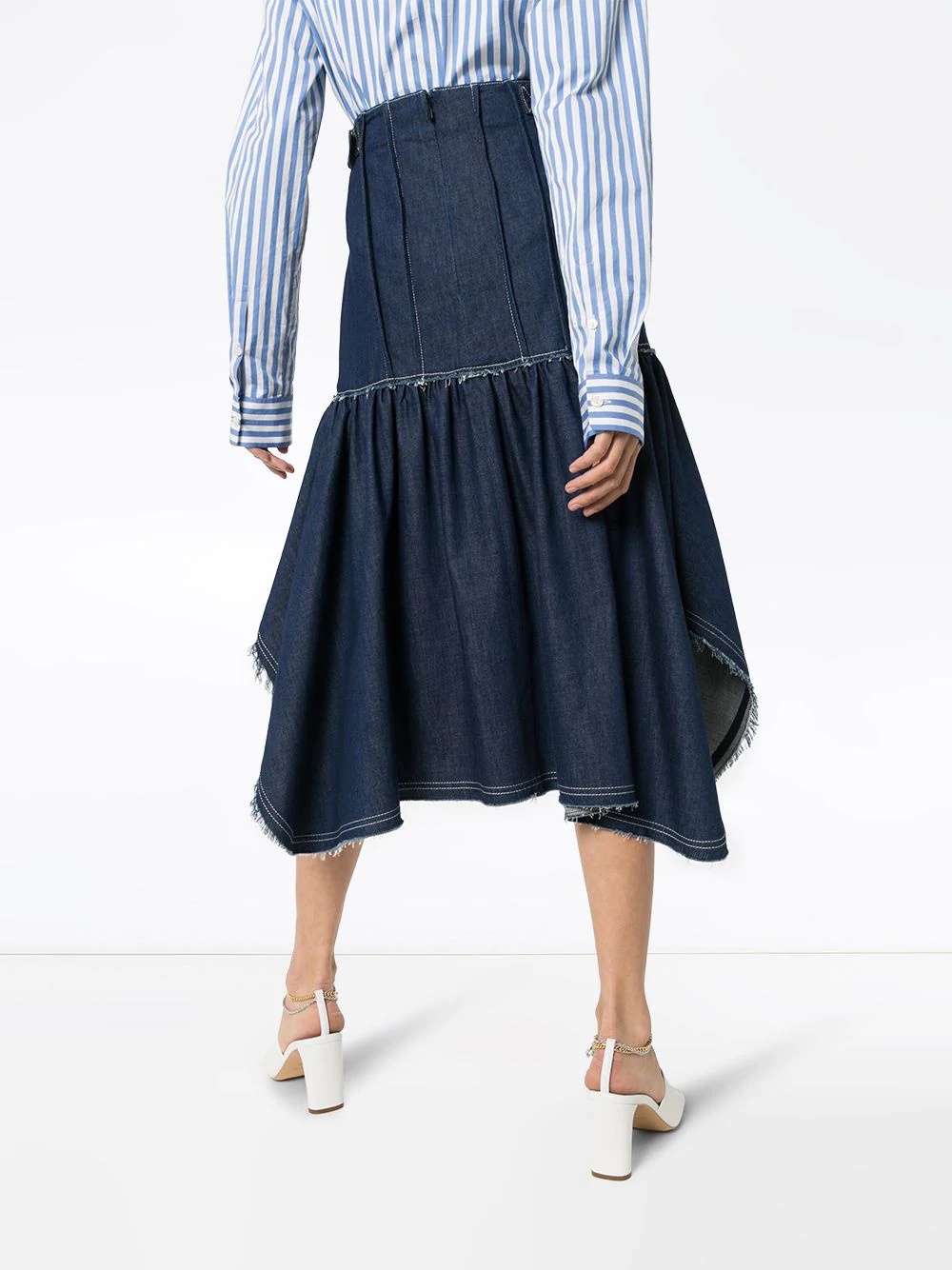 ruffled frayed denim skirt - 4