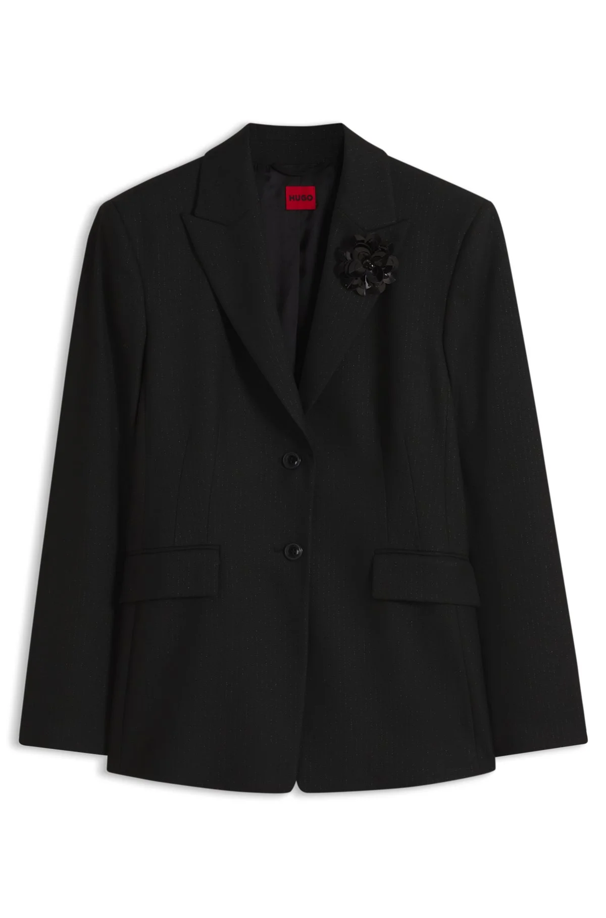 REGULAR-FIT PINSTRIPE BLAZER WITH SEQUIN BROOCH - 1