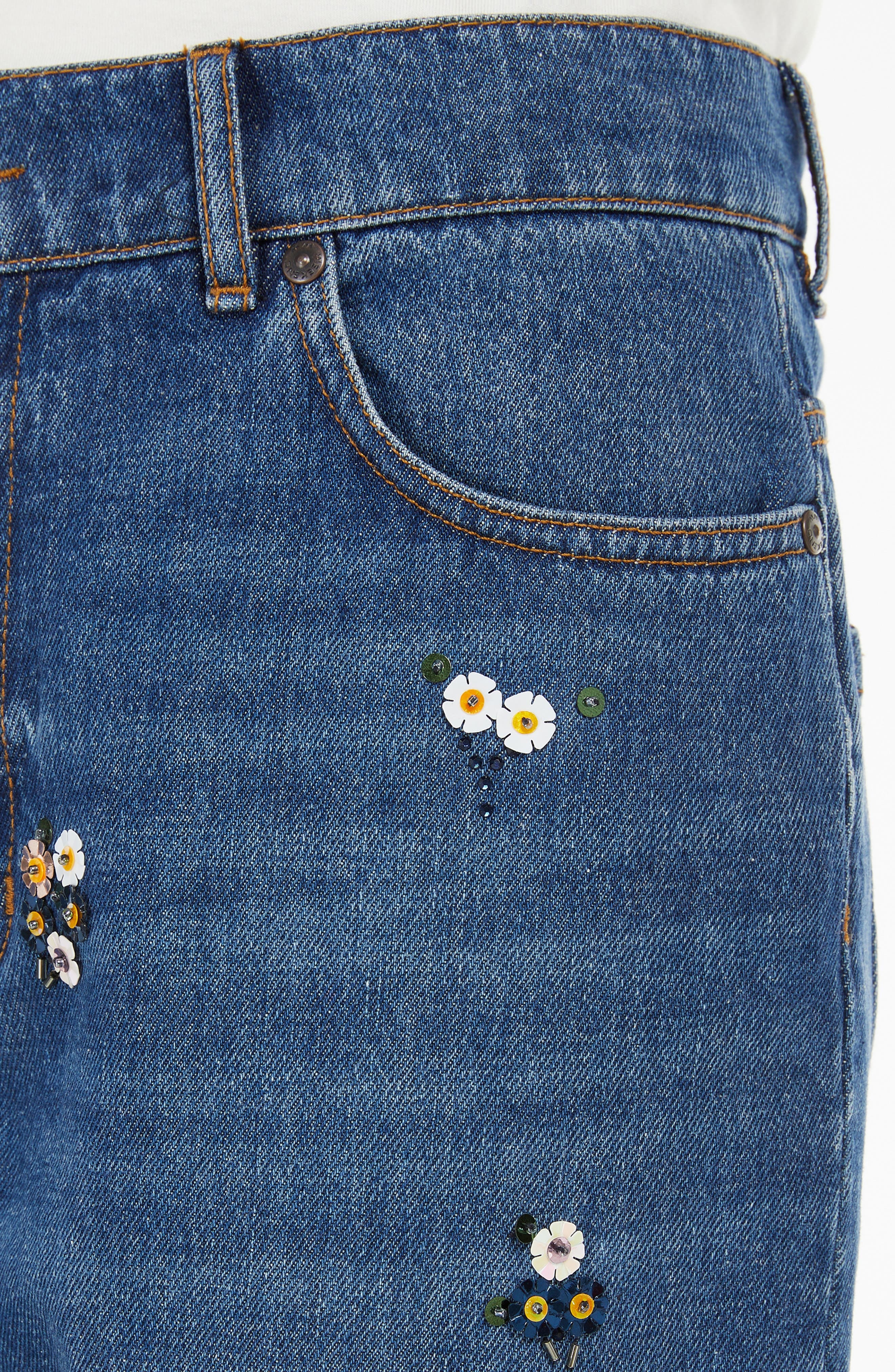 Weekend Max Mara Manetta Floral Detail Jeans in Navy at Nordstrom - 4