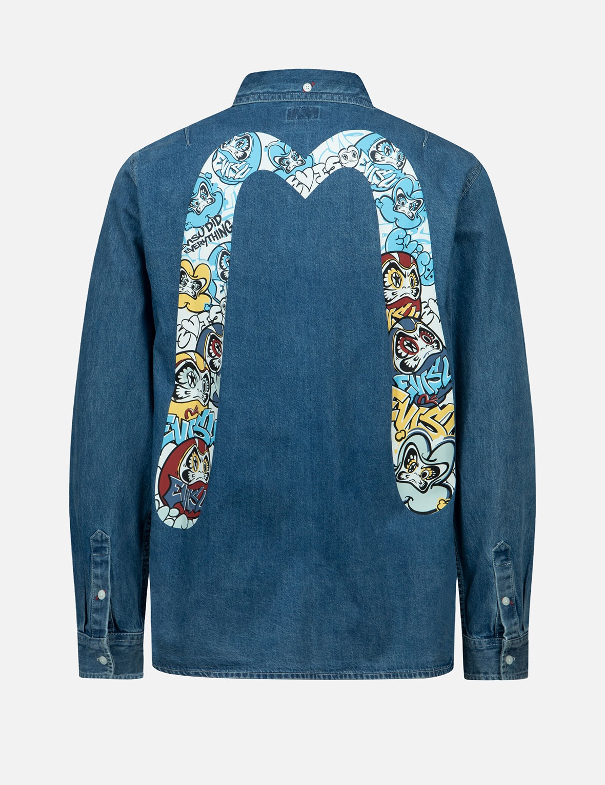 GRAFFITI DARUMA DAICOCK PRINT DENIM SHIRT - 2