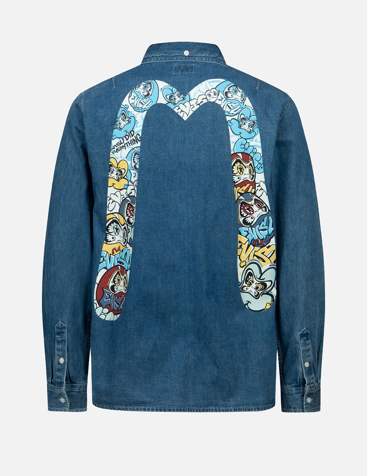 GRAFFITI DARUMA DAICOCK PRINT DENIM SHIRT - 1