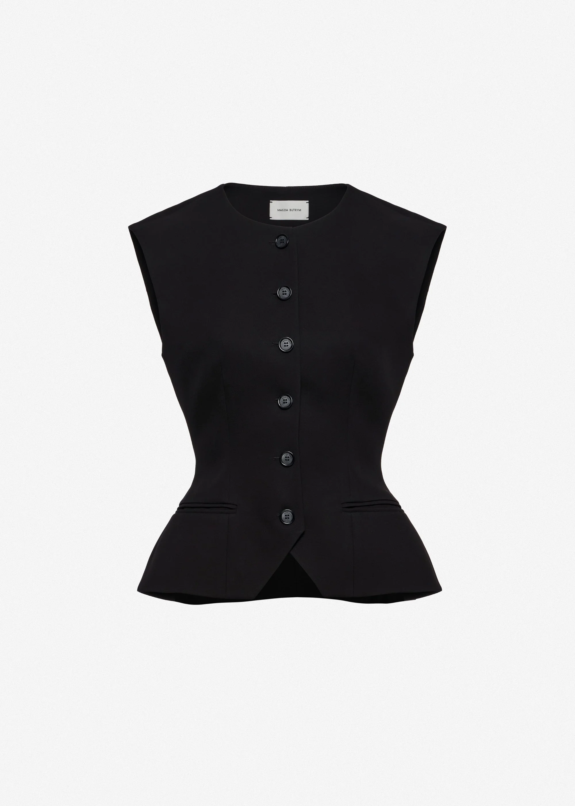 Tailored flared vest in black - 1
