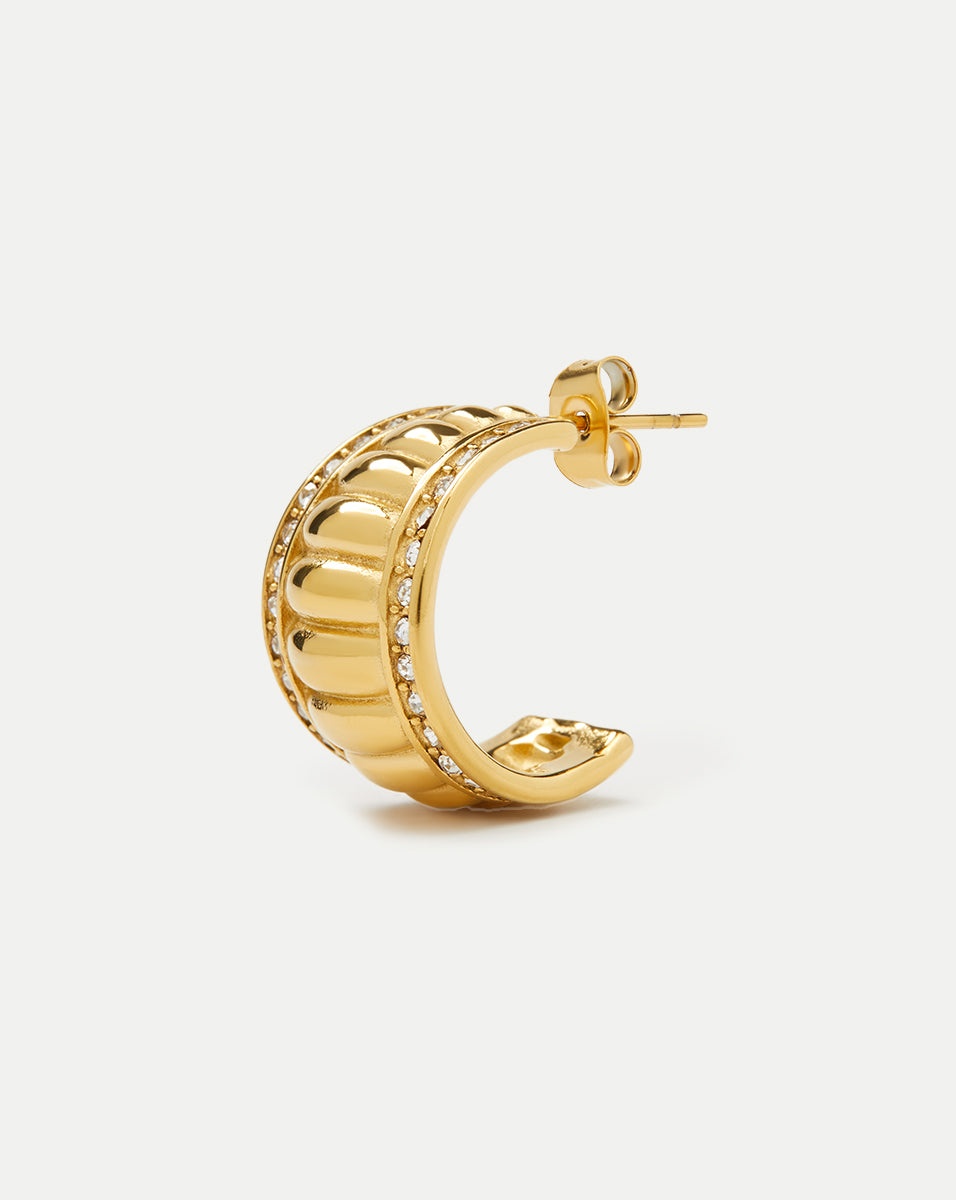 GOLD CRYSTAL CROISSANT EARRINGS - 4