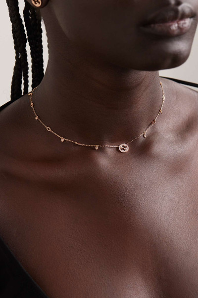 GUCCI Interlocking G 18-karat rose gold diamond necklace outlook