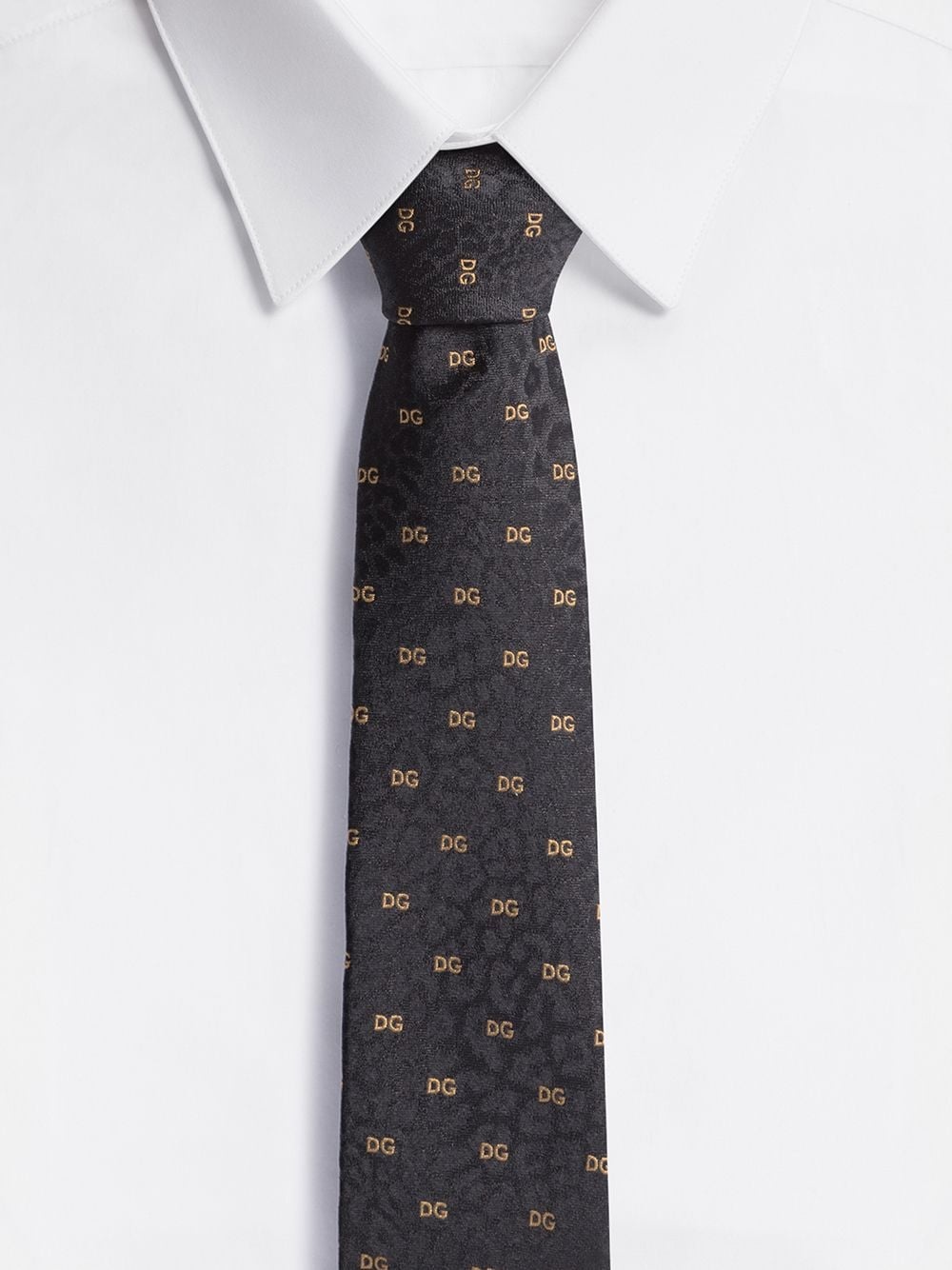 leopard-print logo tie - 2