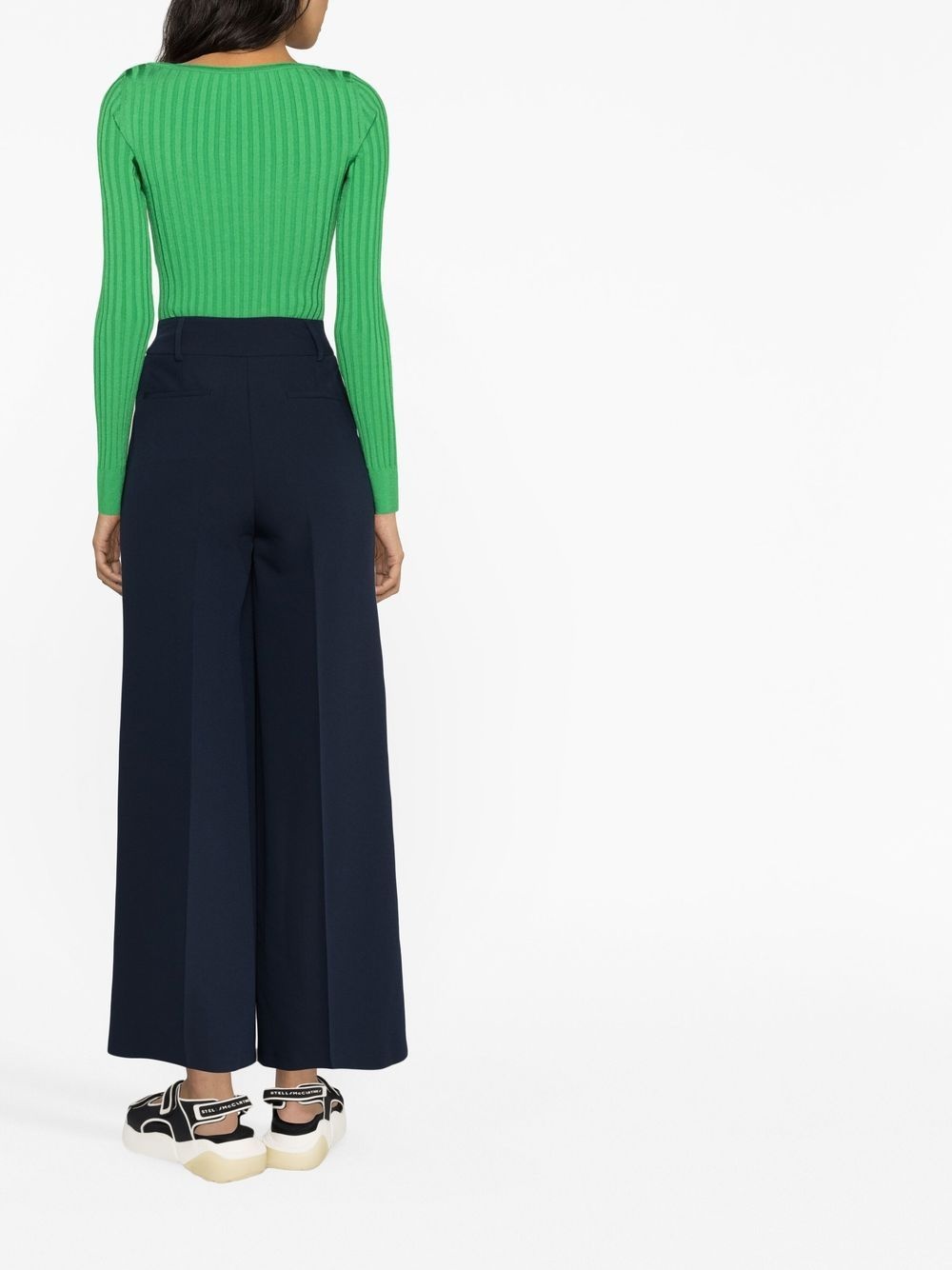 cut-out ribbed knitted top - 4