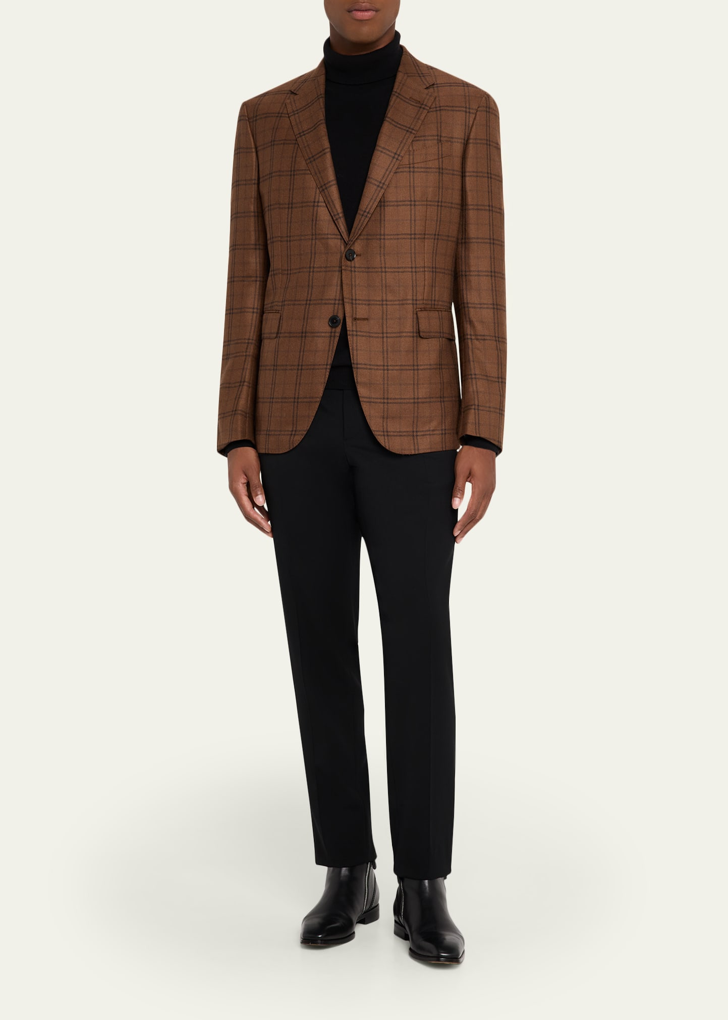 Men's Cashmere and Silk Plaid Single-Breasted Sport Coat - 2