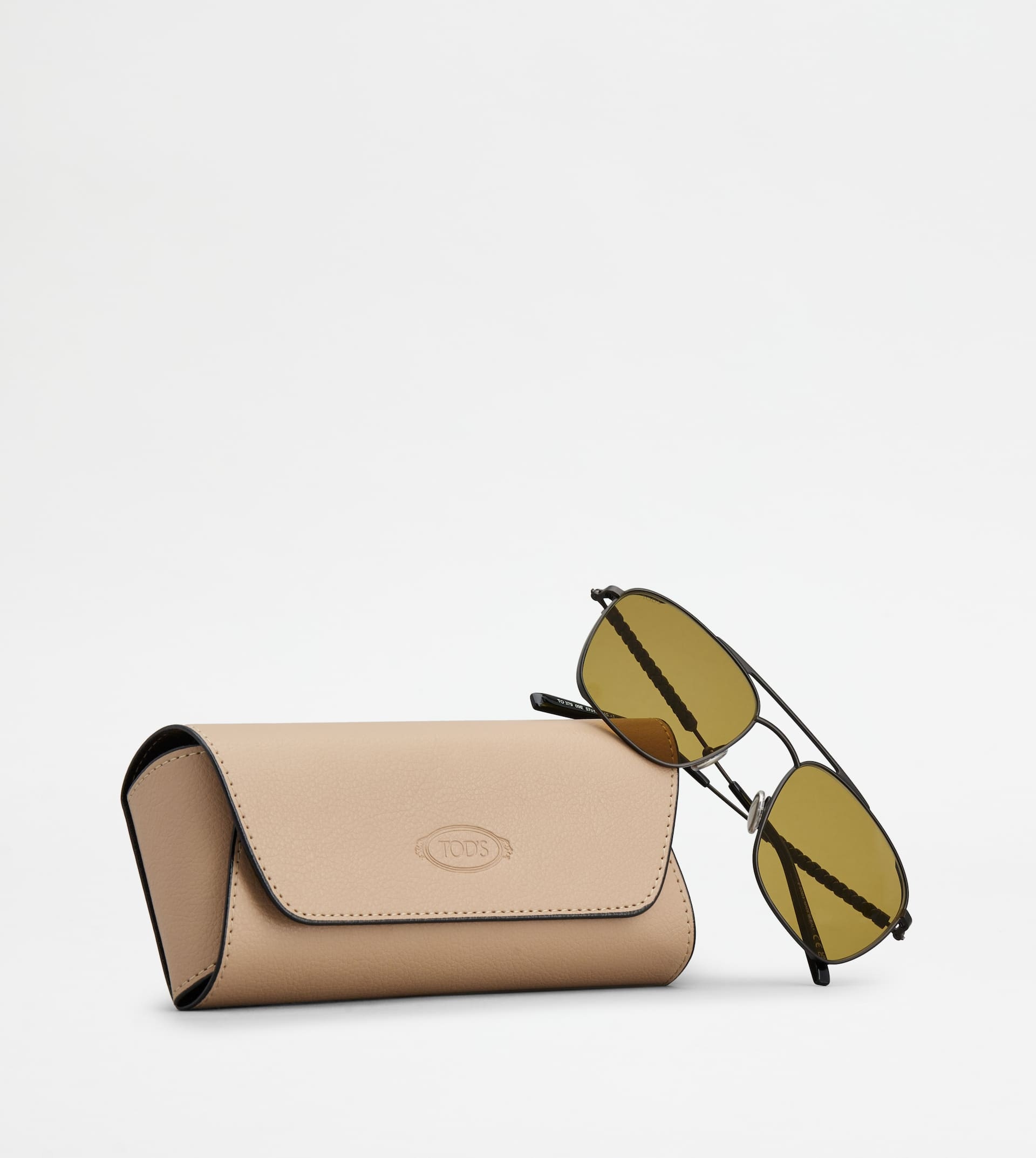 SUNGLASSES WITH TEMPLES IN LEATHER - GREY - 5
