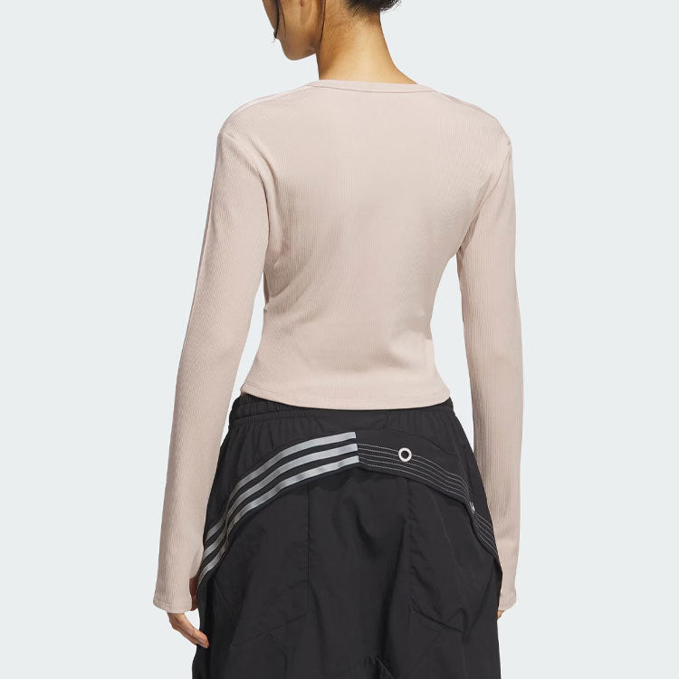 (WMNS) adidas originals Corset Long Sleeve Shirt 'Taupe' IX1911 - 3