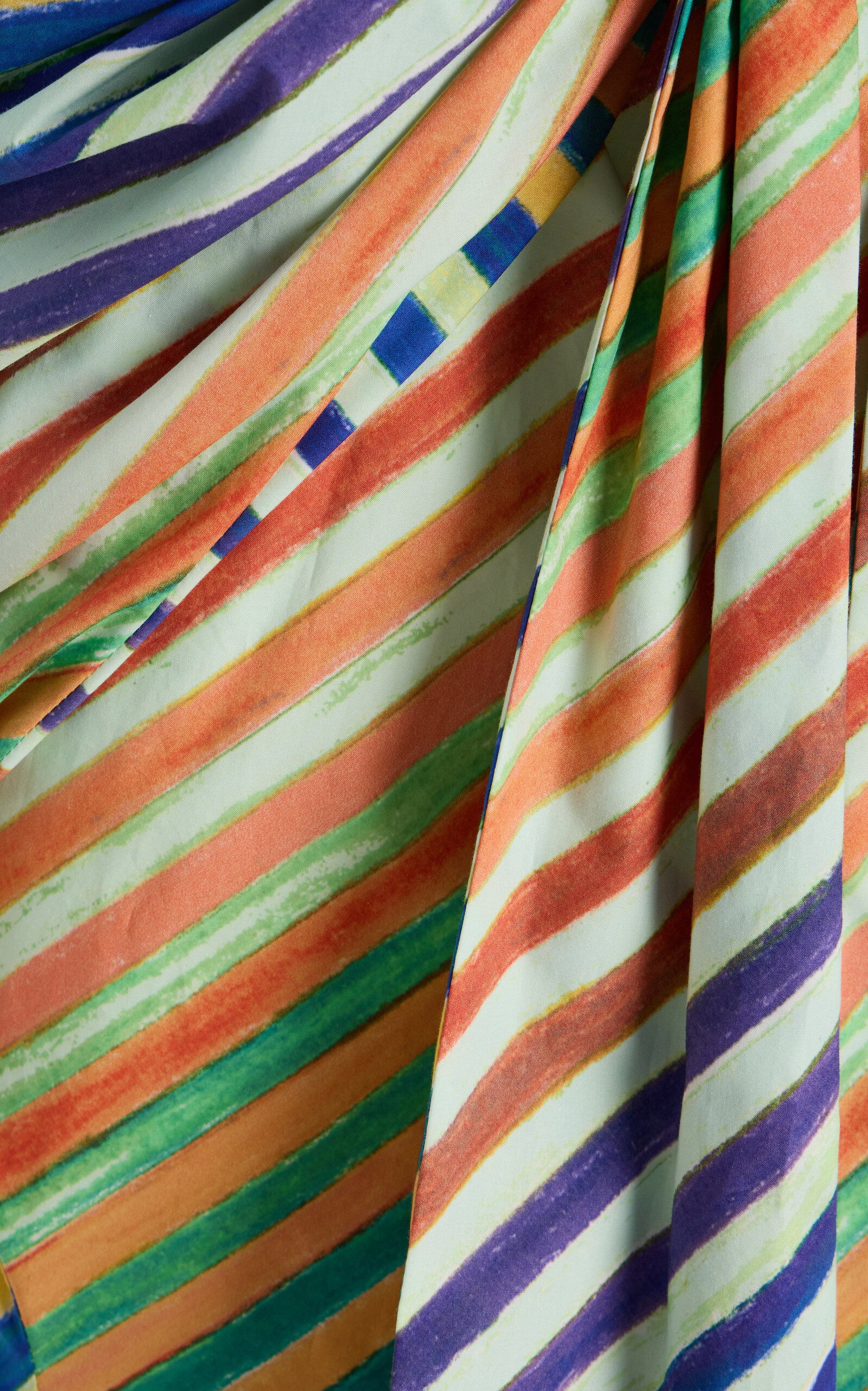 Crayon-Striped Cotton-Poplin Sarong Skirt stripe - 5