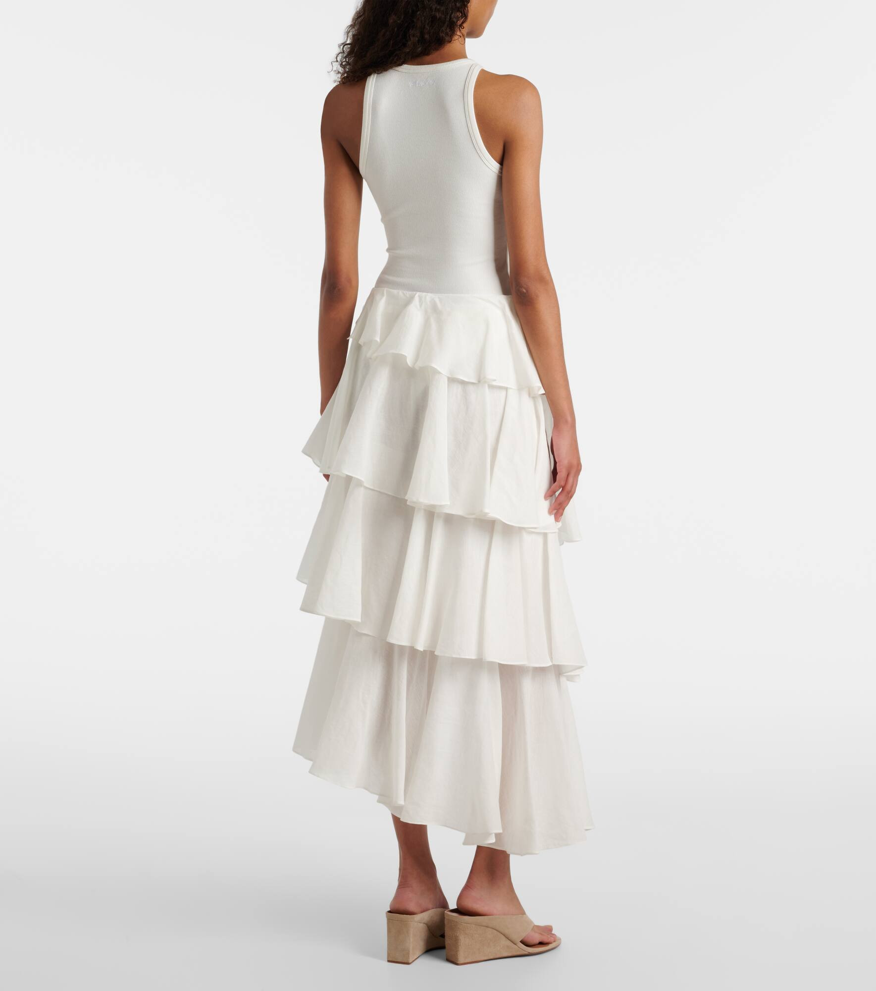 Asymmetric cotton and linen maxi skirt - 3