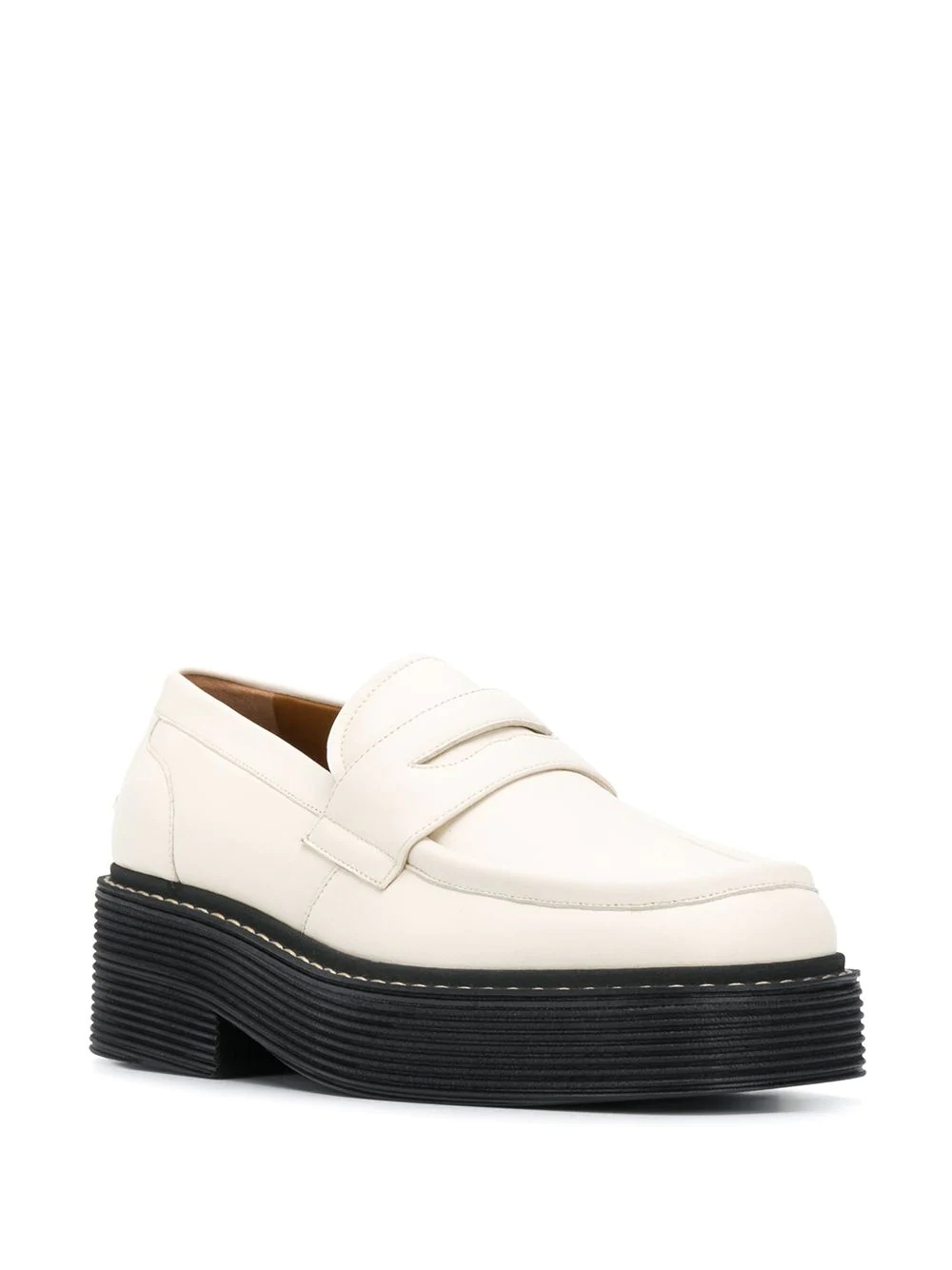 square-toe platform leather loafers - 2