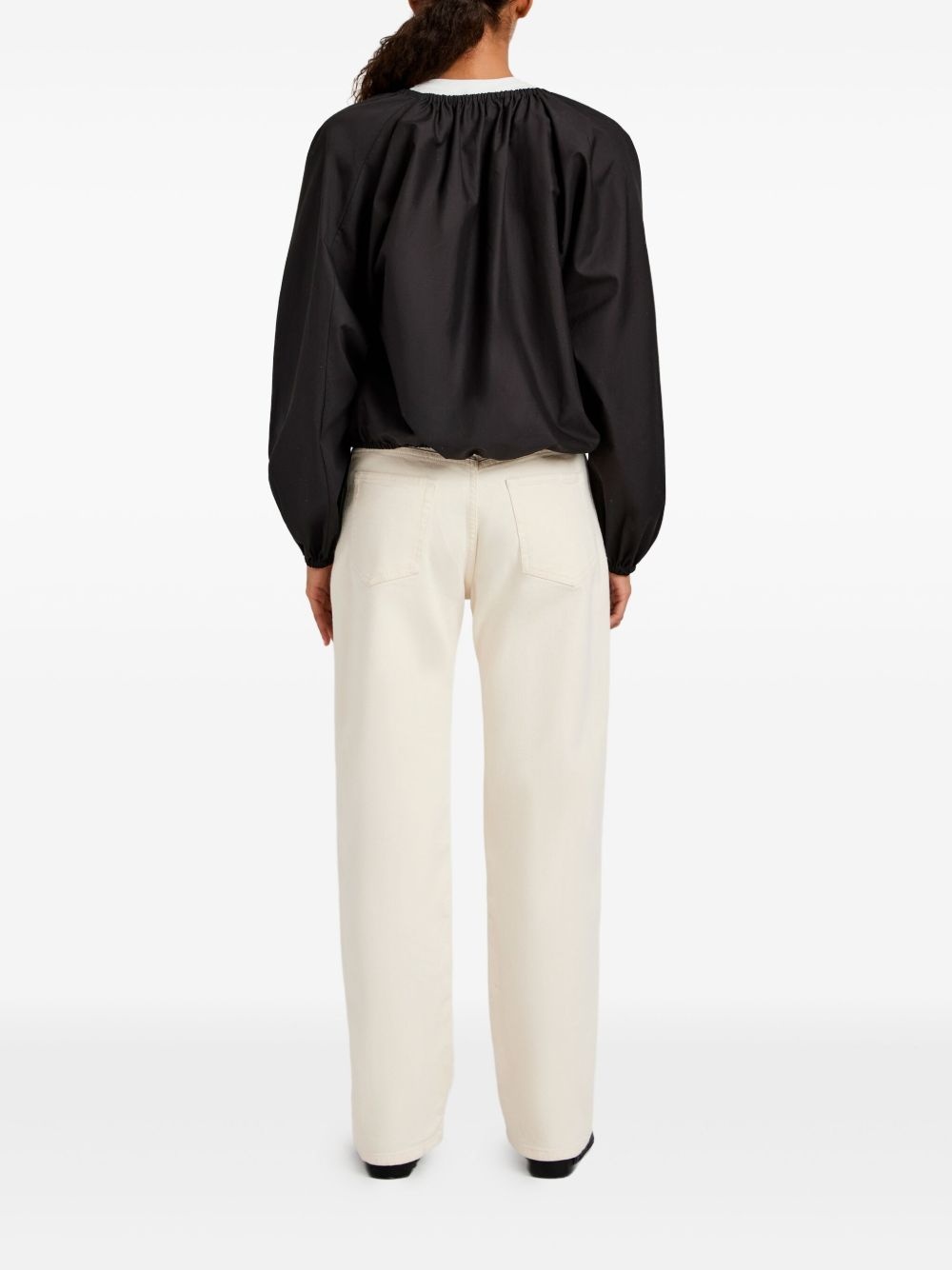gathered-neck balloon-sleeve top - 4