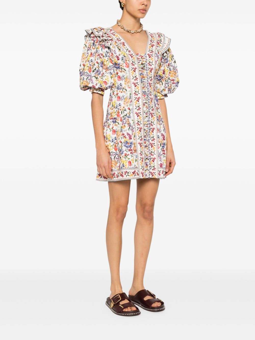 floral-print mini dress - 3