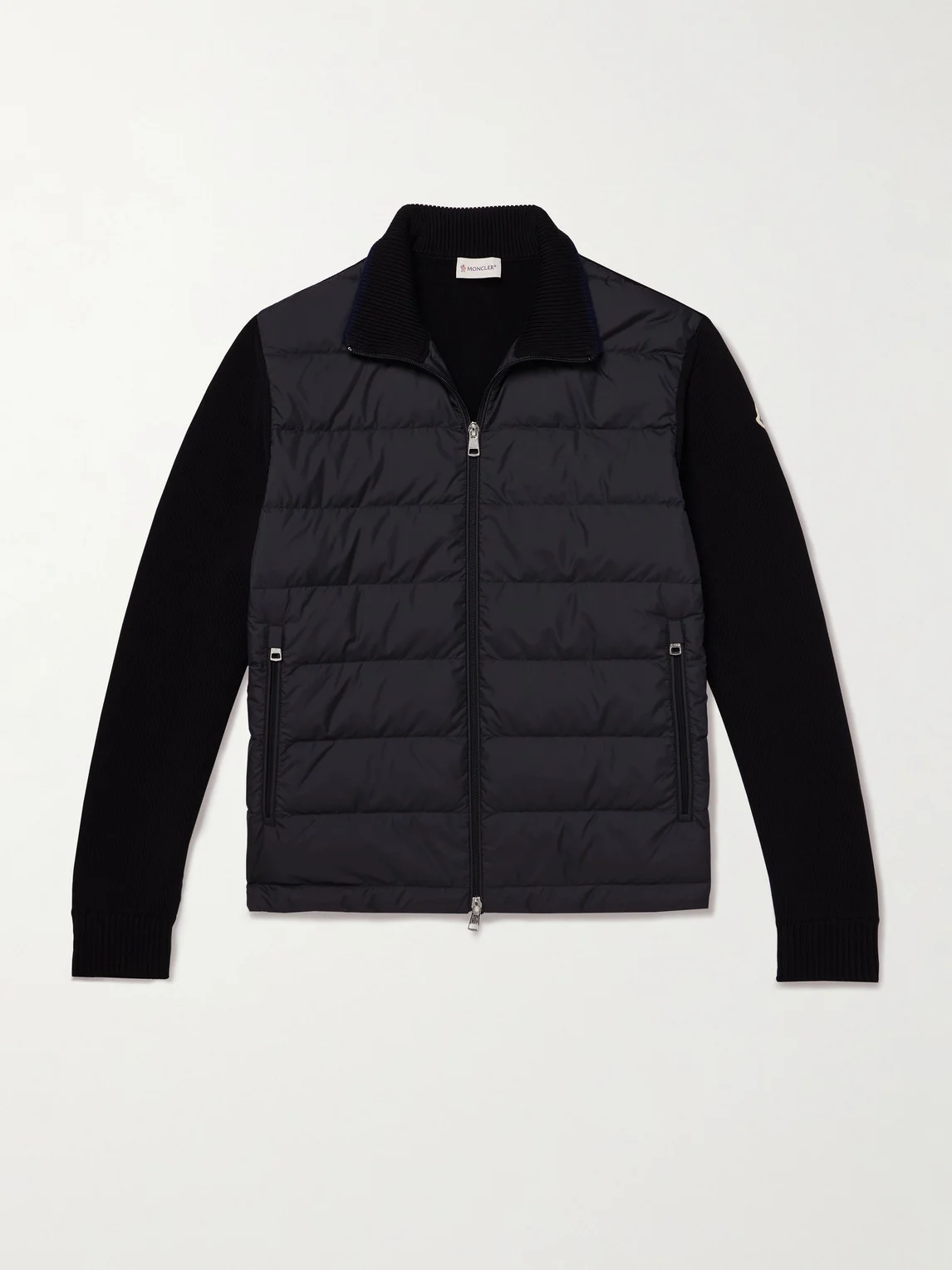 Logo-Appliquéd Quilted Shell-Panelled Cotton Down Cardigan - 1