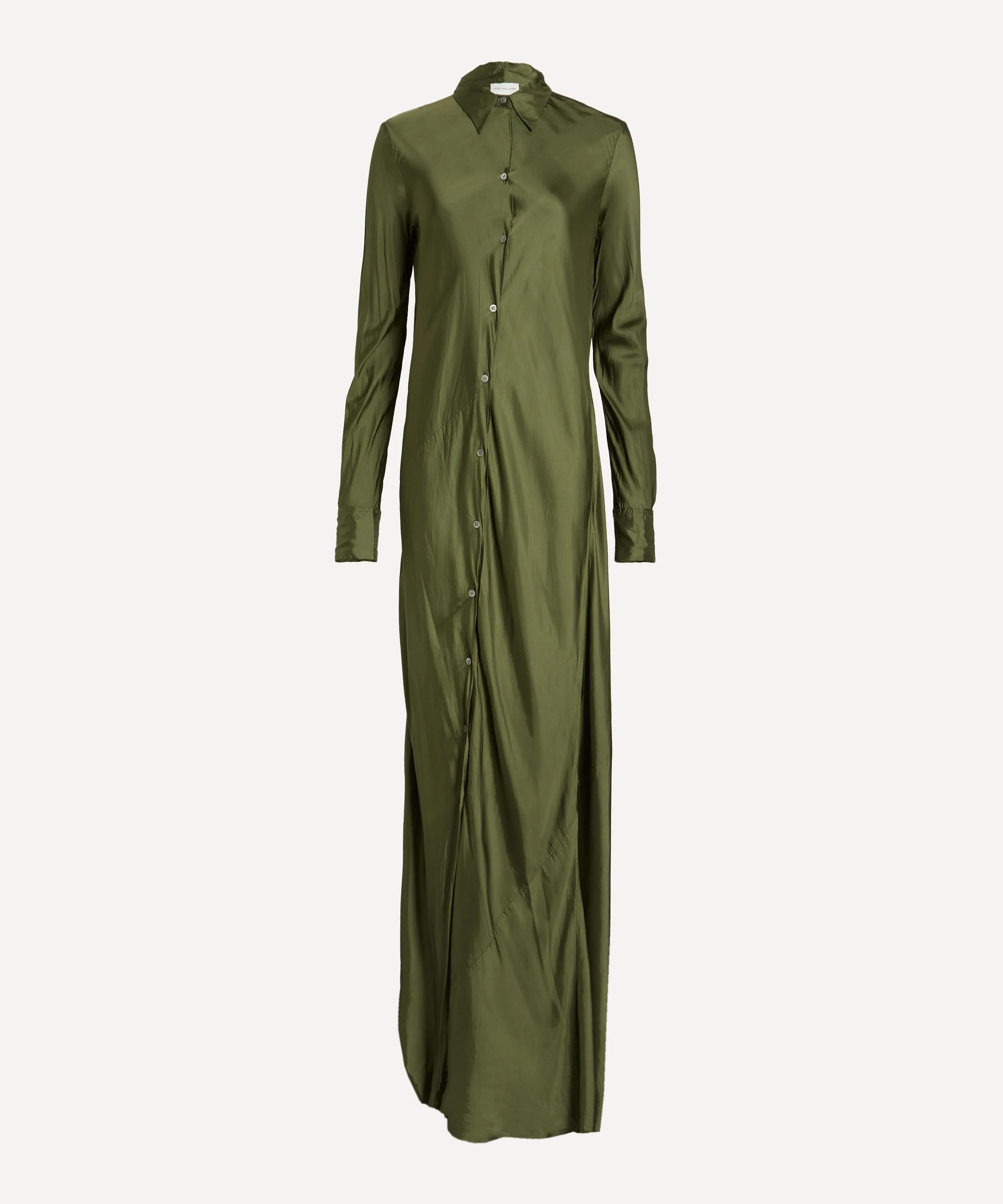 Long Satin Shirt Dress - 1