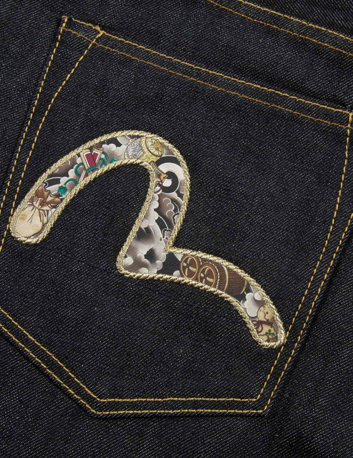 Deer and Seagull Embroidery Slim Fit Selvedge Denim Jeans #2010 - 10