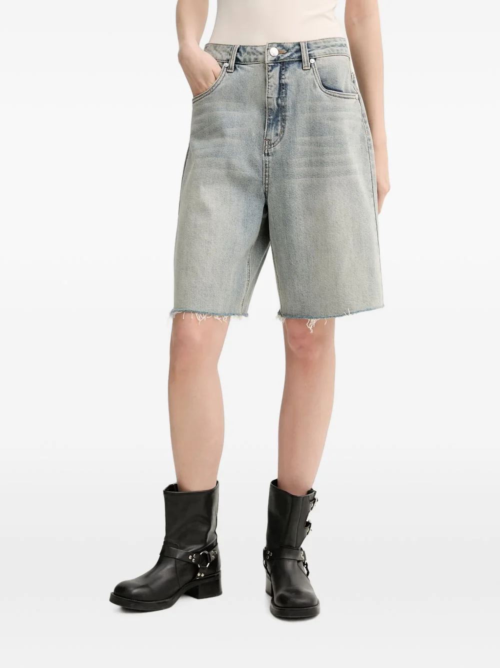 GZnoma raw-cut denim shorts - 1