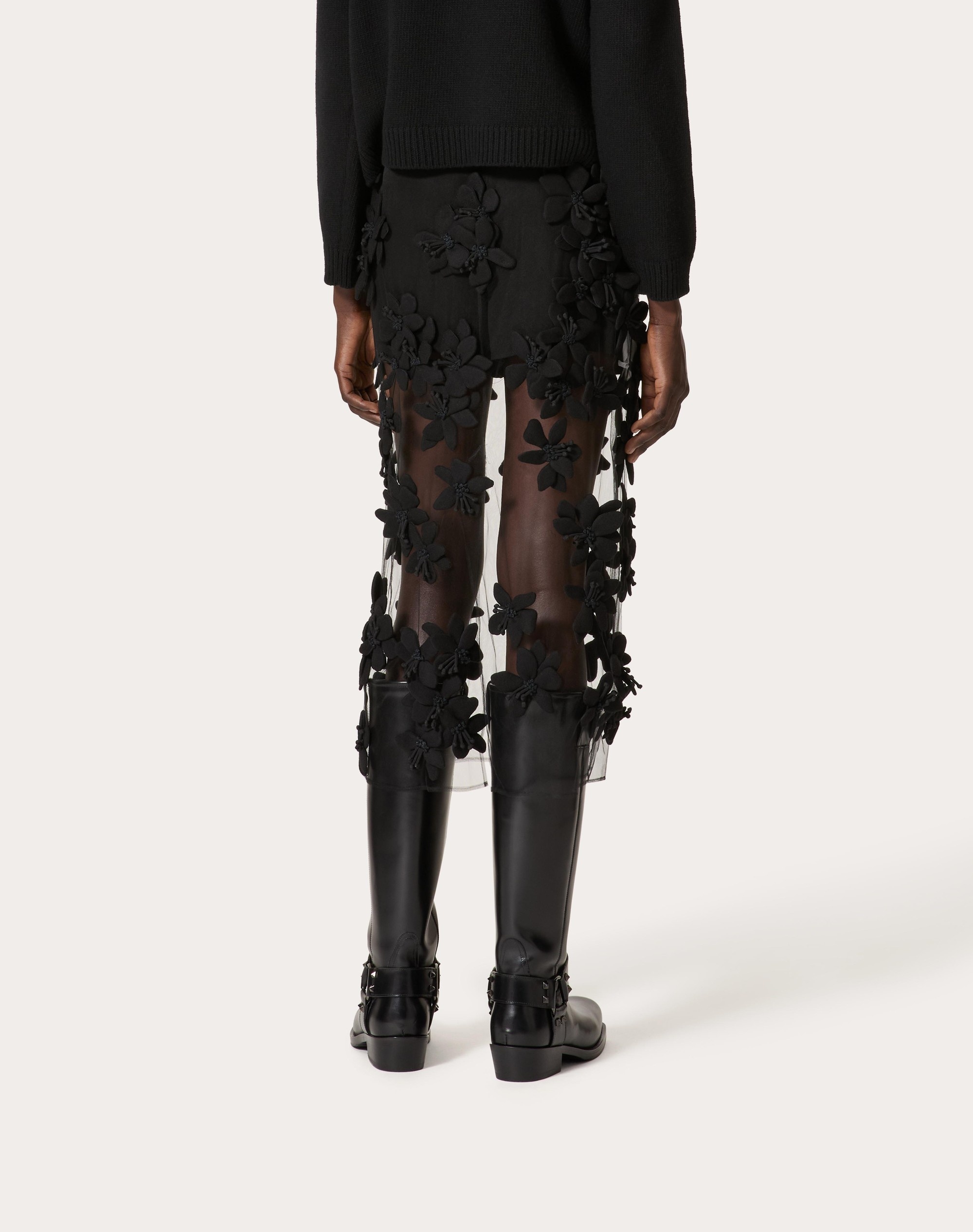 TULLE ILLUSIONE EMBROIDERED MIDI SKIRT - 4