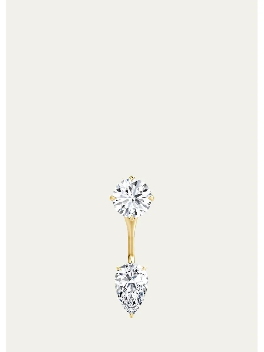 14K Yellow Gold Lab-Grown Diamond Solitaire Studs with Earring Jackets - 1