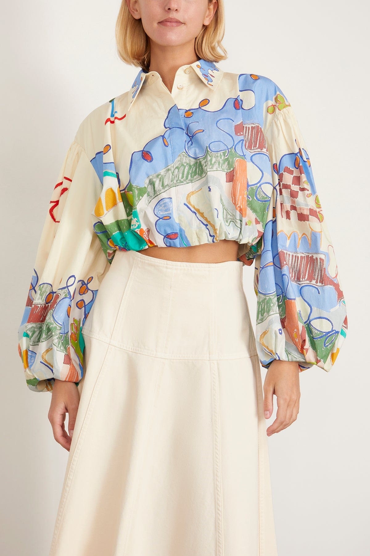 Nadia Cropped Shirt in Multi - 3