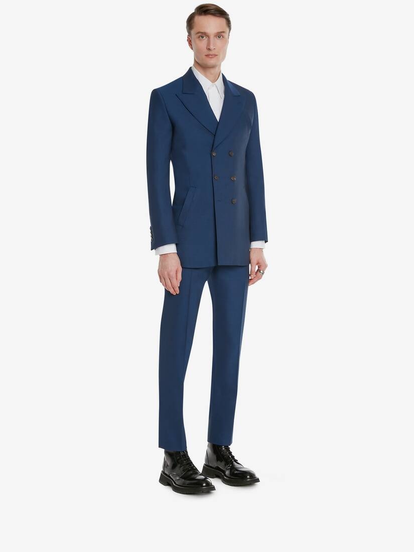 Men's Tailored Cigarette Trousers in Deep Blue - 3