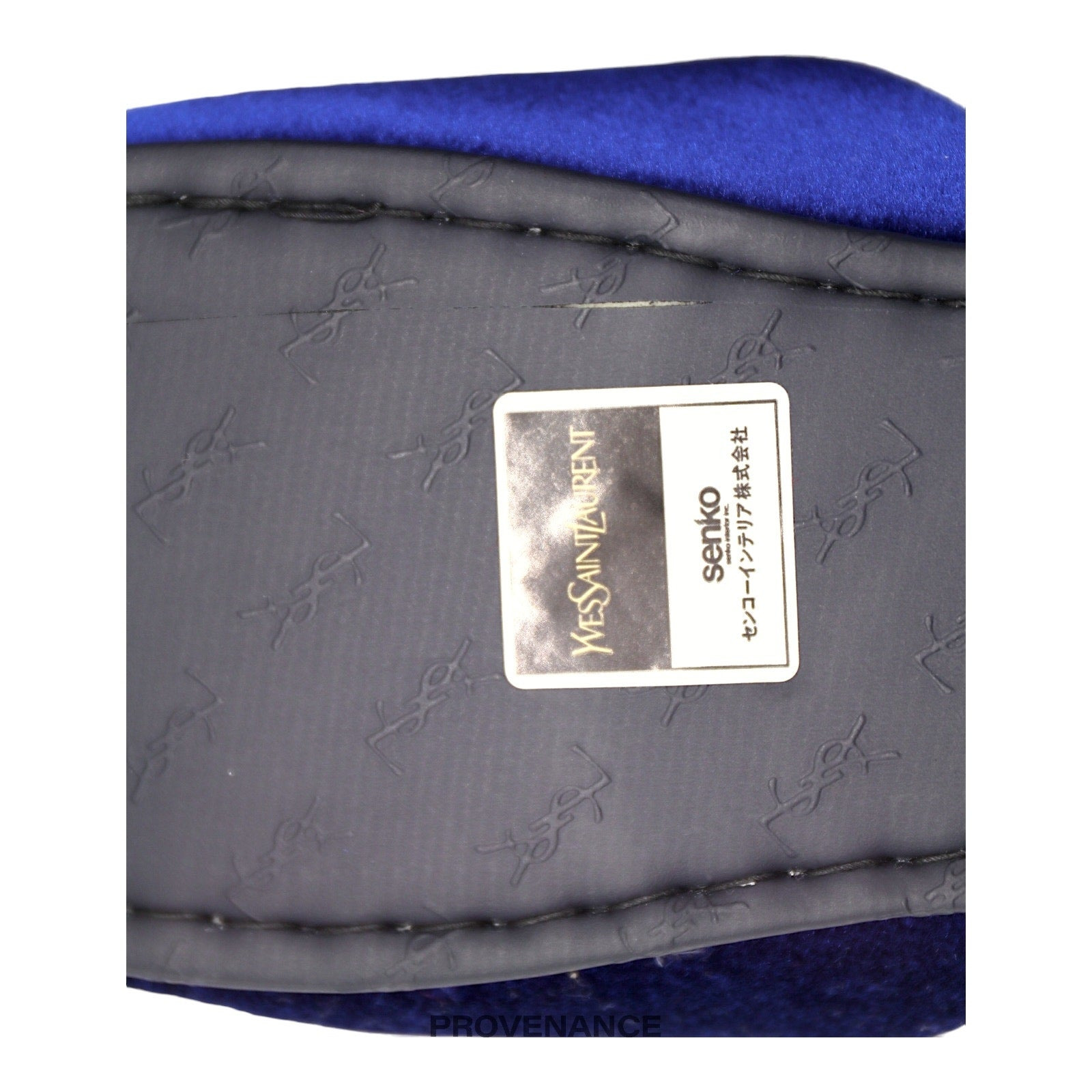 Yves Saint Laurent YSL Logo Slipper - Blue Velour - 7