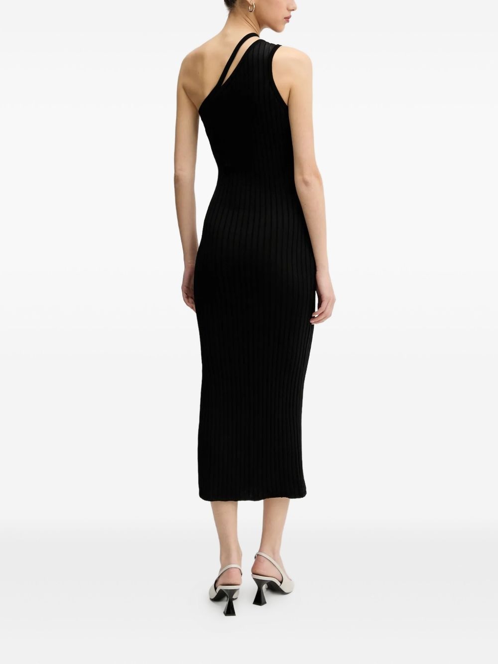 one-shoulder ribbed-knit midi dress - 3