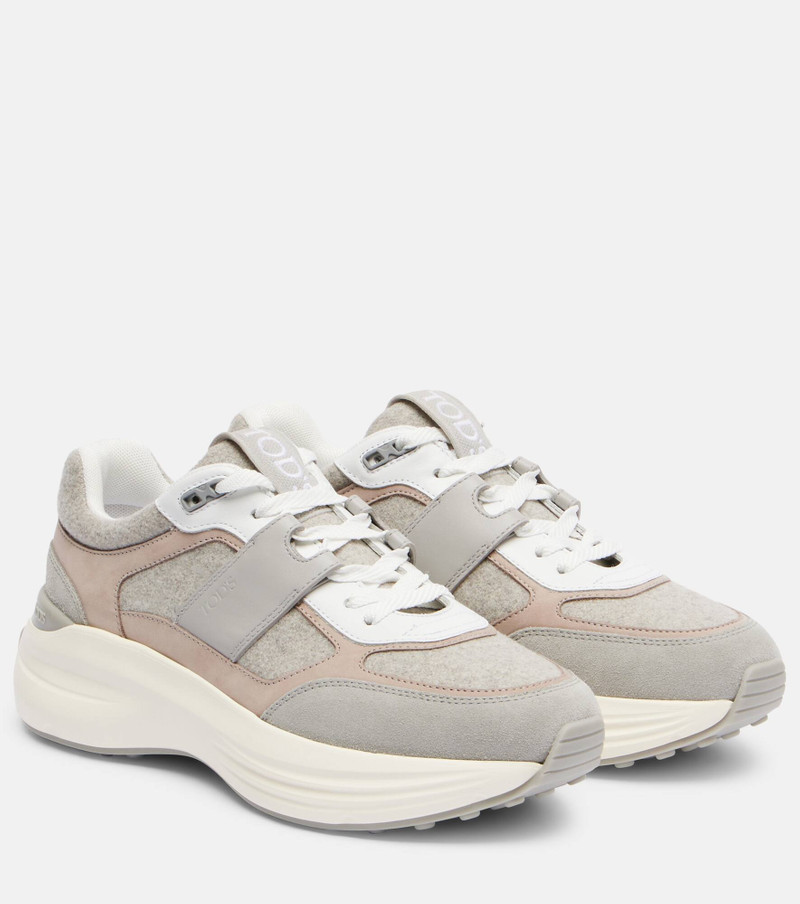 Leather-trimmed sneakers 1