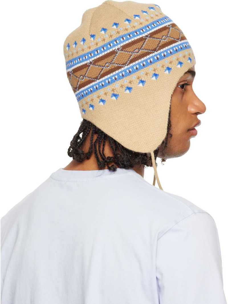 Beige & Blue Alpine Beanie 3