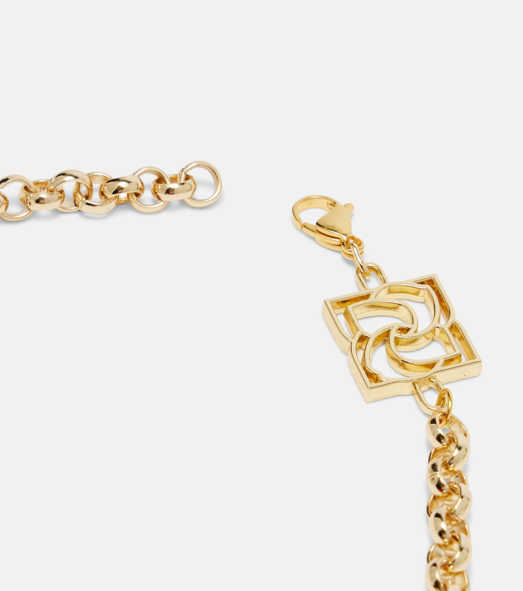 Crochet floral-appliqué gold-plated necklace - 4
