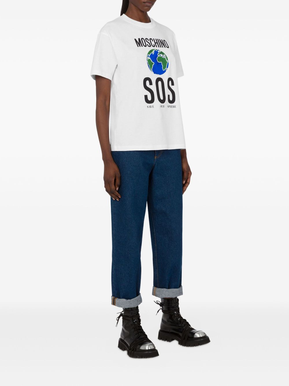 globe-print SOS T-shirt - 2
