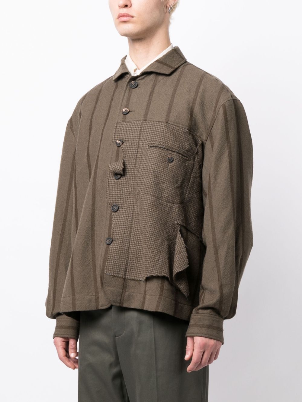 stripe-pattern spread-collar jacket - 3