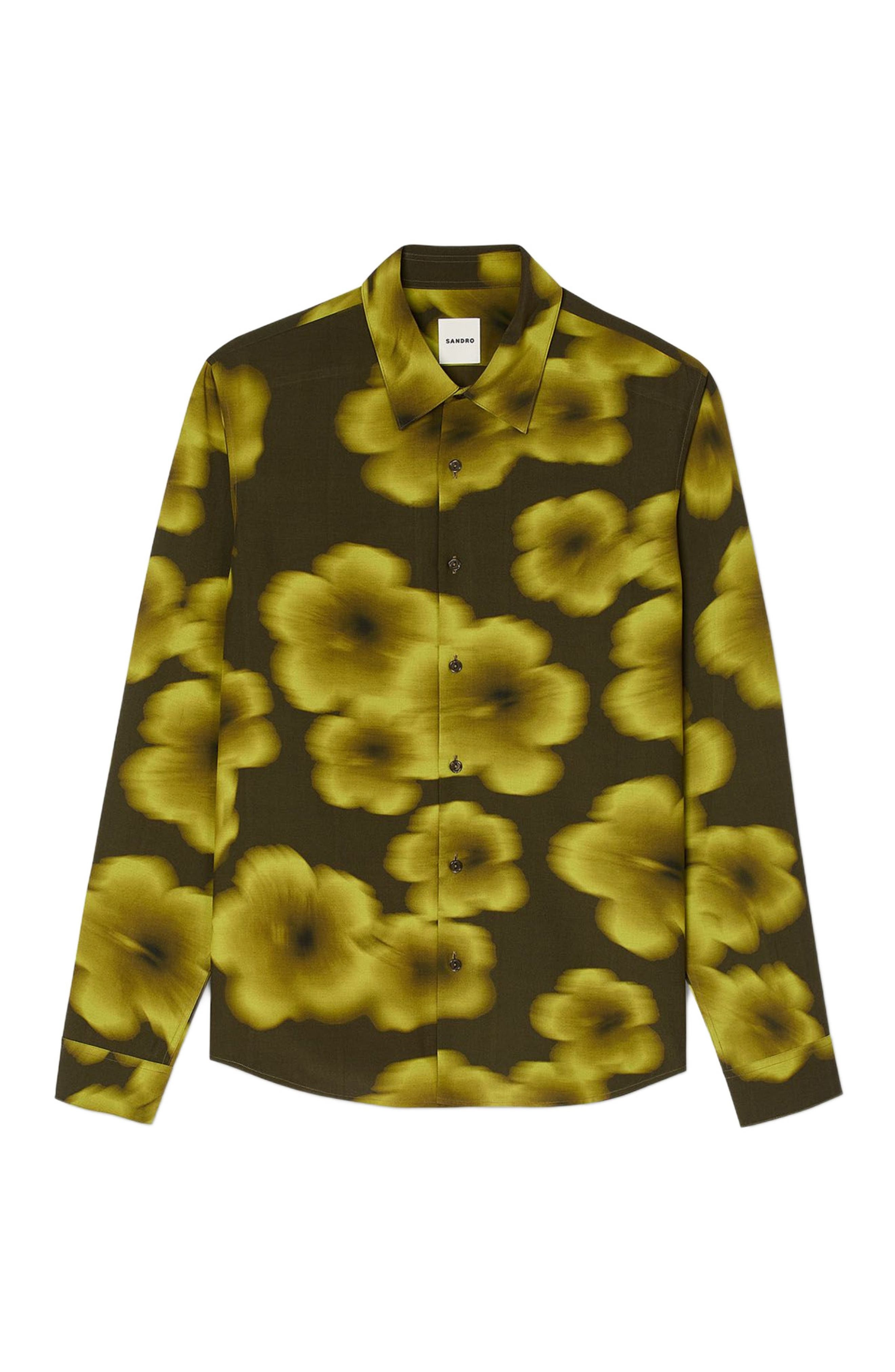 SANDRO Loose-fit floral shirt in Super Green at Nordstrom - 5