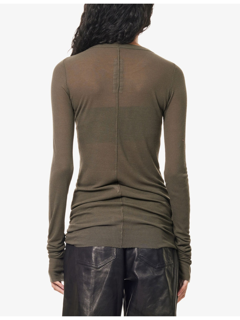 Ribbed Long-Sleeves Woven Top 4