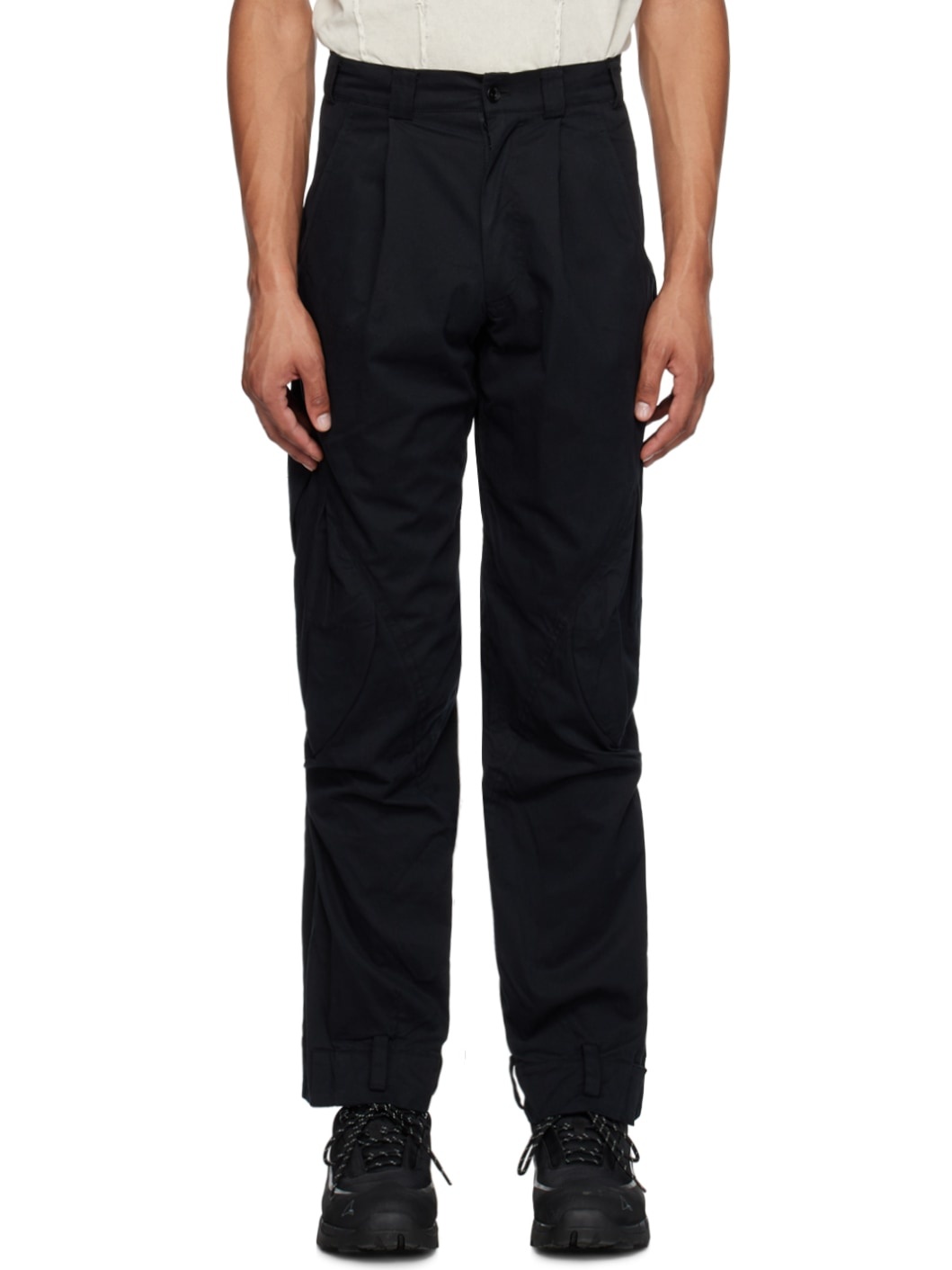 Black Pleated Cargo Pants - 1