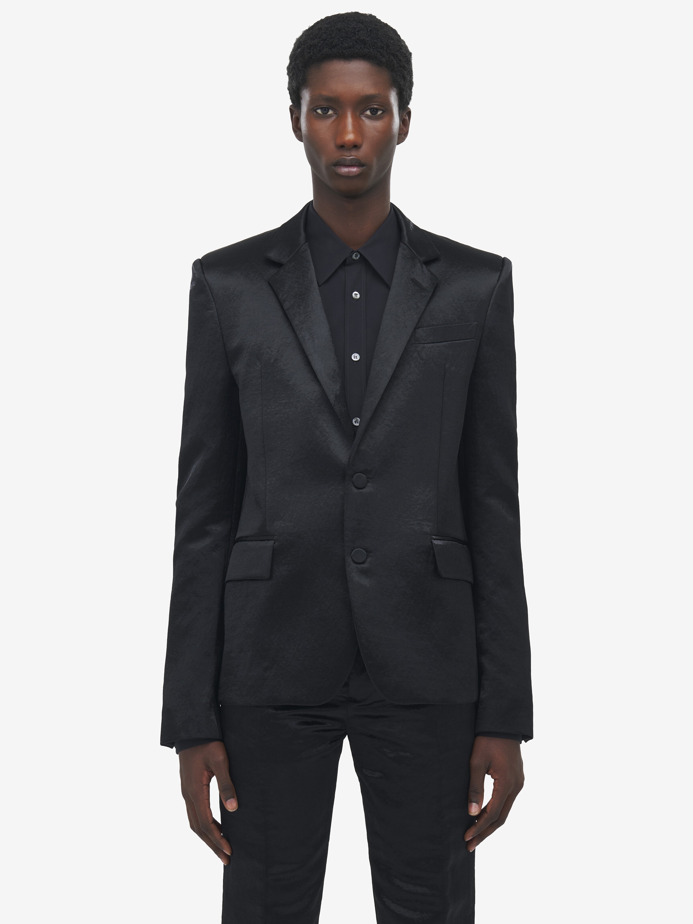 Hammered Satin Single-Breasted Jacket - 2