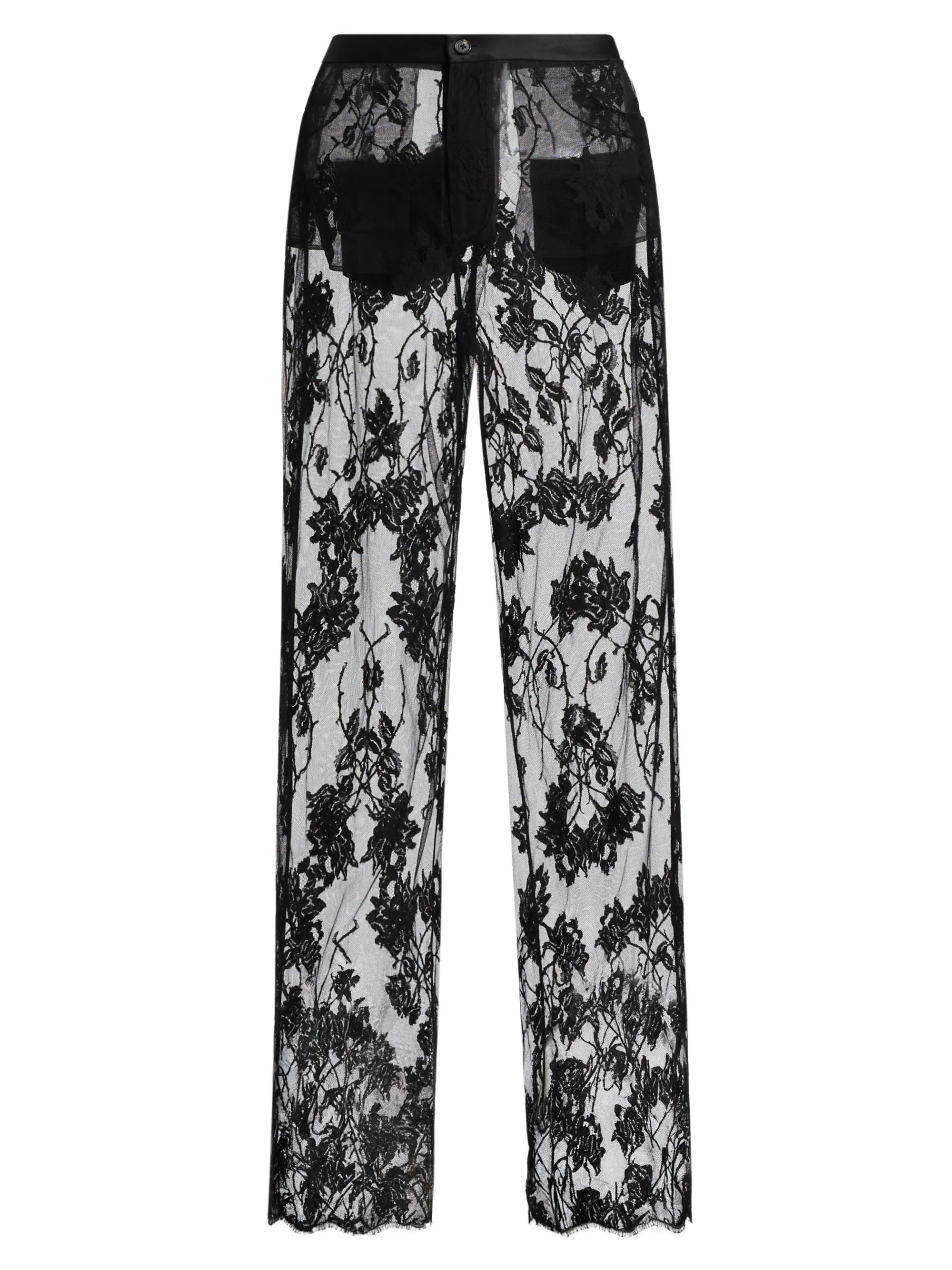 Women's Dominique Sheer Lace Pants - Black - 1