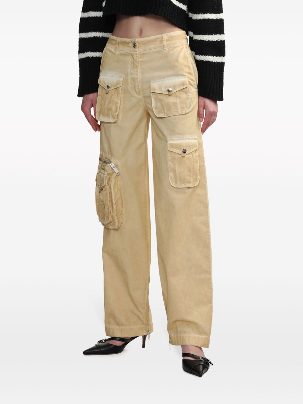 faded cotton cargo trousers - 3