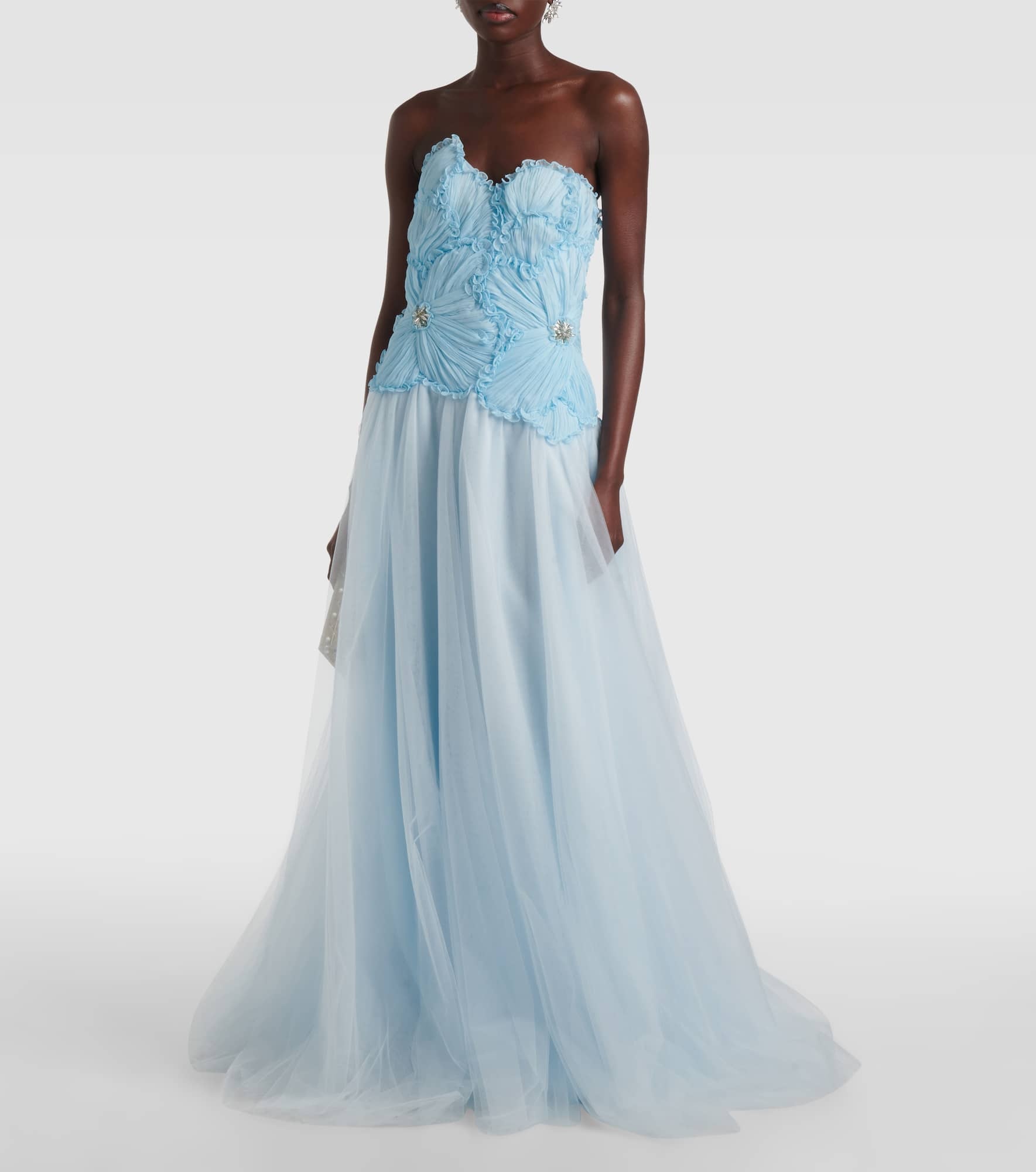 Edra floral strapless tulle gown - 2