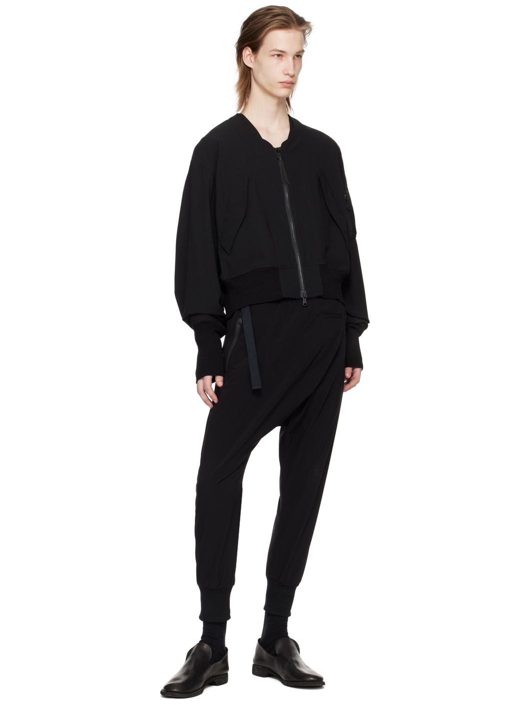 Black Zip Bomber Jacket - 4