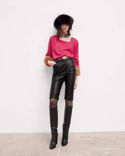 SAINT LAURENT square-neck blouse in viscose sablé outlook