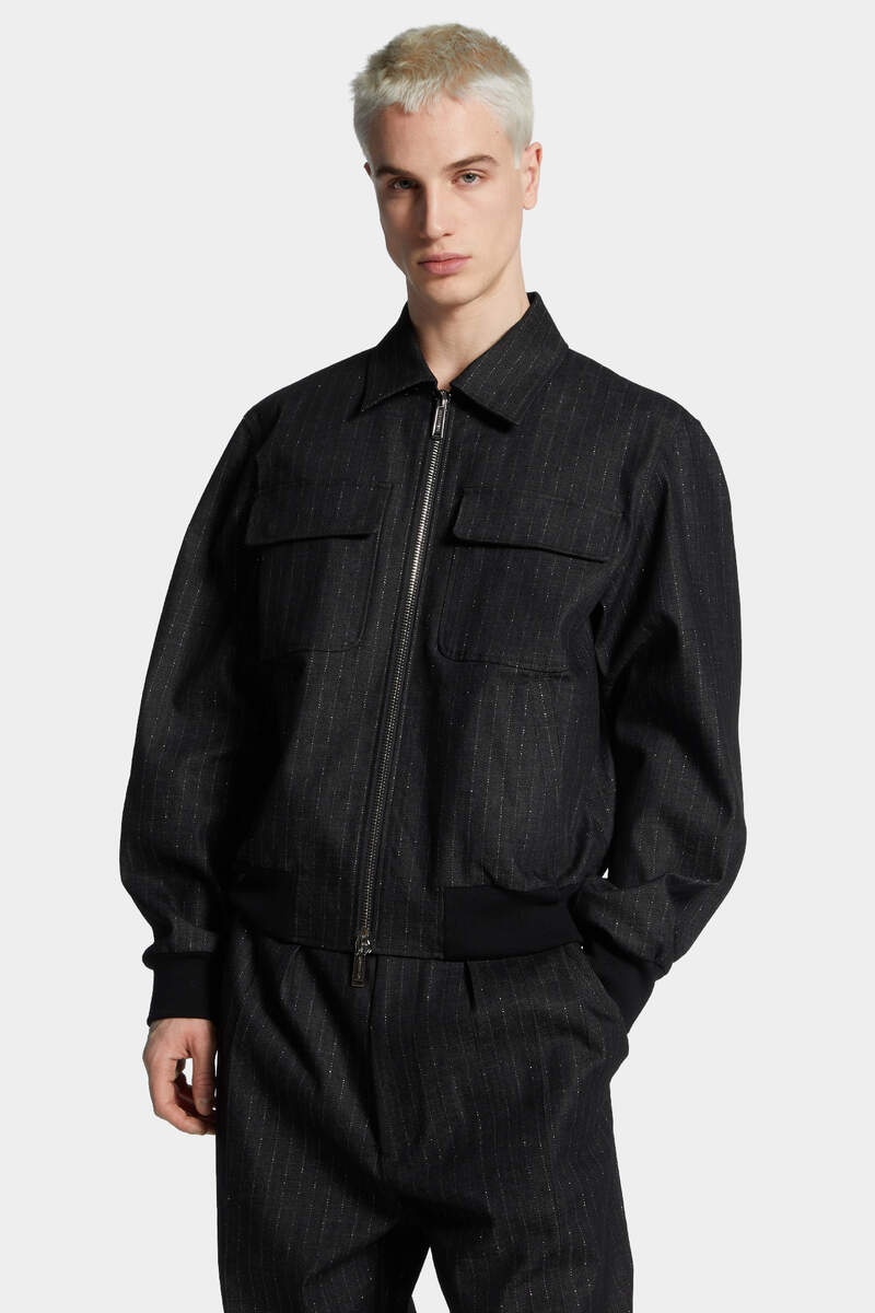 DENIM PINSTRIPE BLOUSON - 3